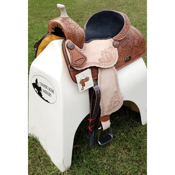 14", 15", 16" Double T Barrel style saddle with rainbow crystal rhinestones.