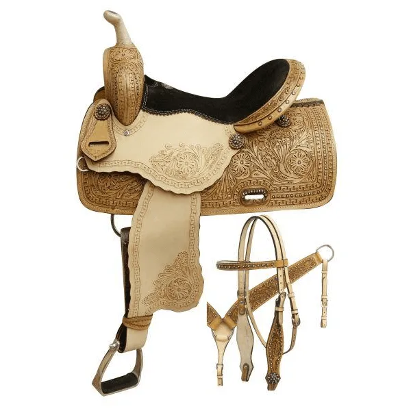 14", 15", 16" Double T Barrel style saddle with rainbow crystal rhinestones.