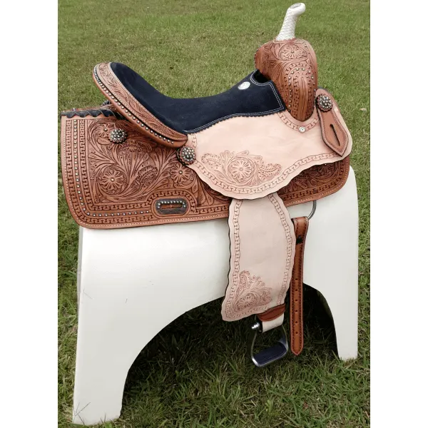 14", 15", 16" Double T Barrel style saddle with rainbow crystal rhinestones.