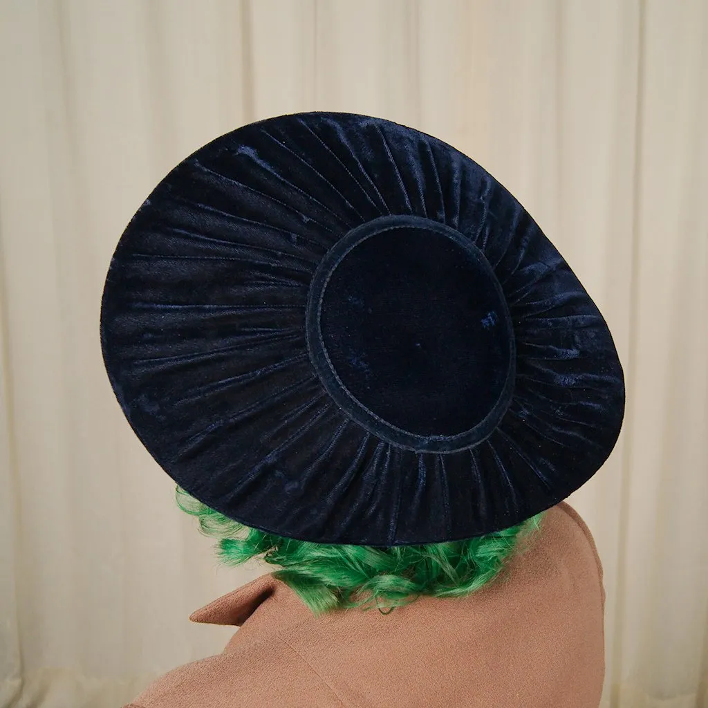 1950s Navy Velvet Platter Hat