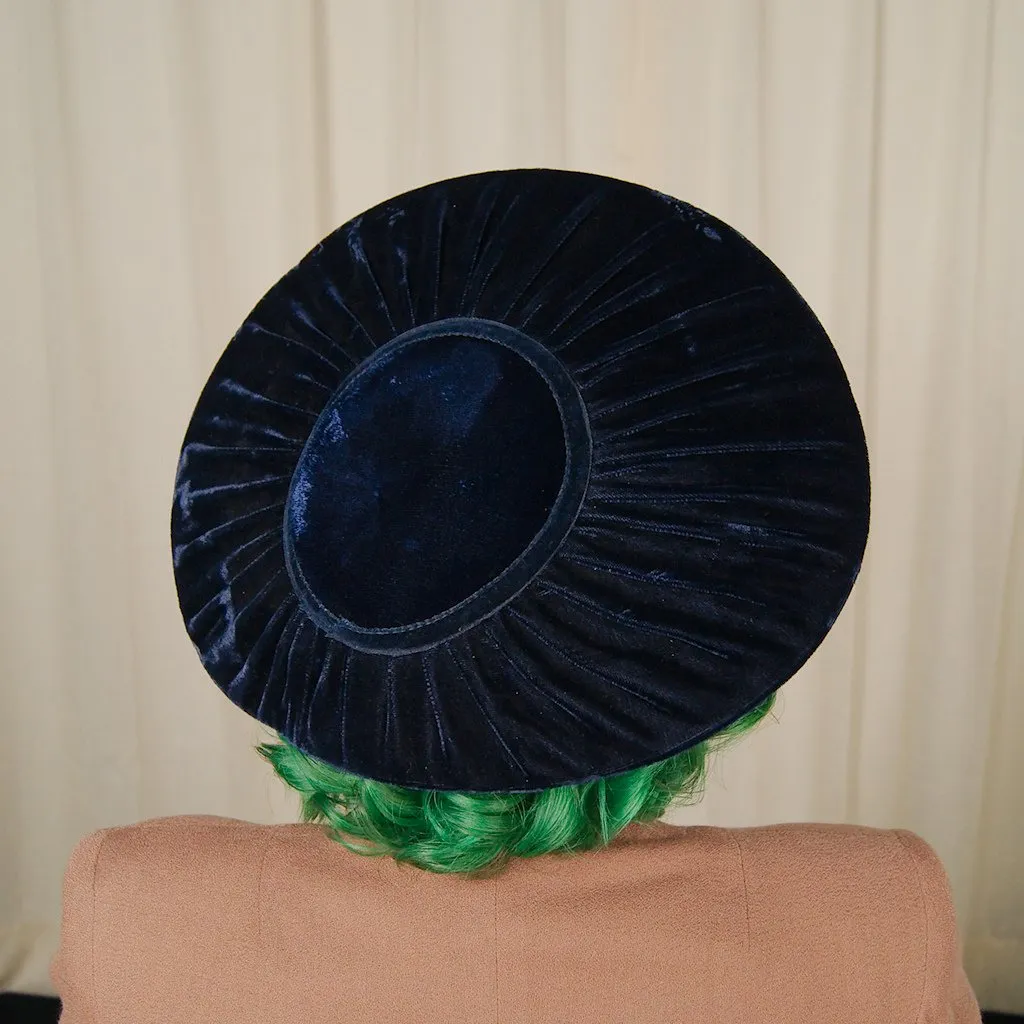 1950s Navy Velvet Platter Hat