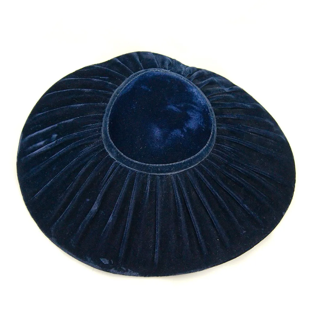 1950s Navy Velvet Platter Hat