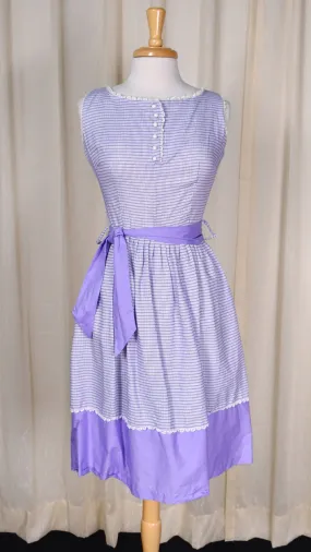 1950s  Purple Pleated Color Block Sun Dress