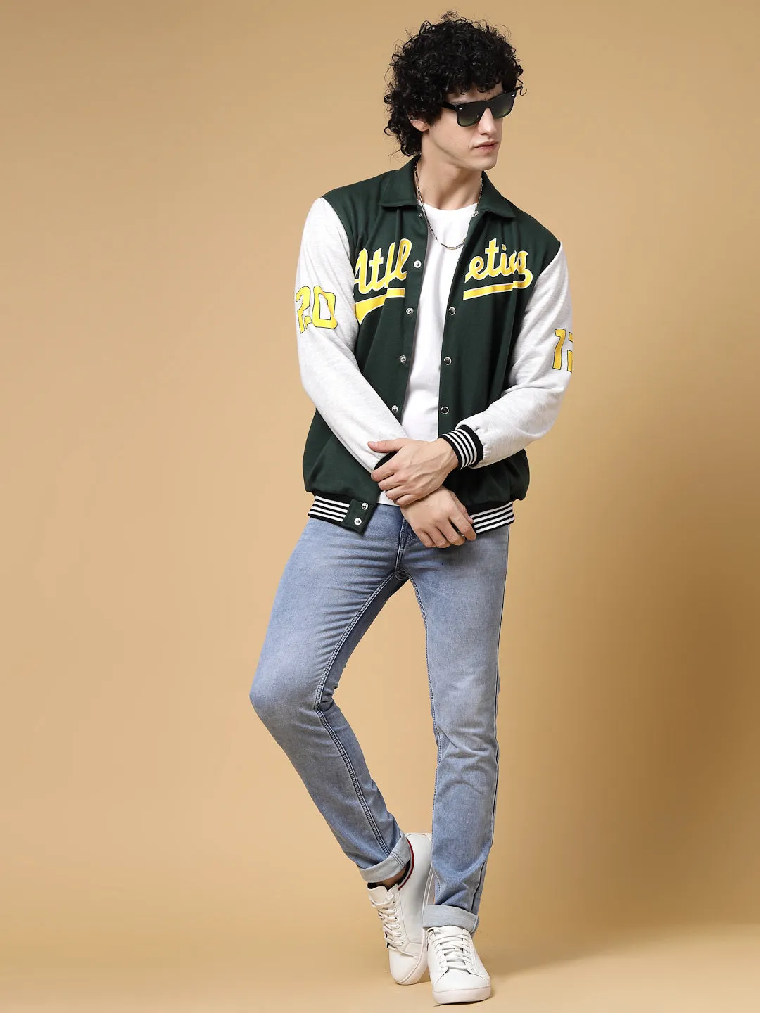 Athletic Puff Printed Varsity Jacket