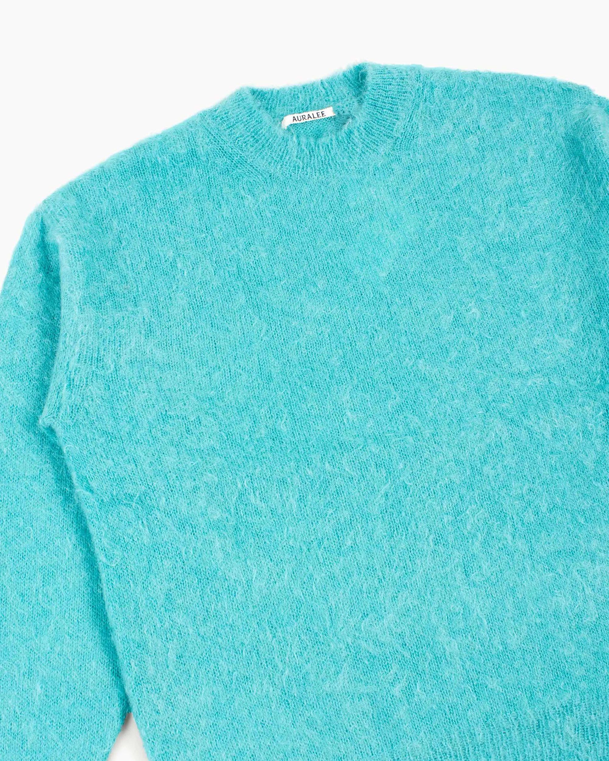 Auralee Brushed Super Kid Mohair Knit P/O Blue