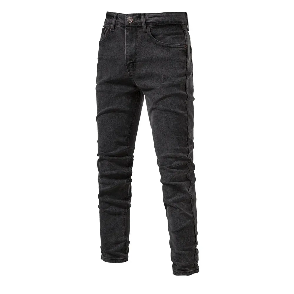 Autumn Denim Jeans Pants Men Slim Fit Straight Jeans for Men Quality Cotton Business Casual Wear Mens Denim Pants