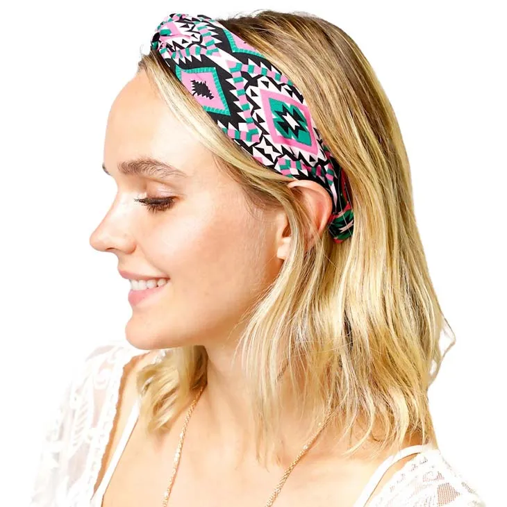 Aztec Patterned Twisted Headband