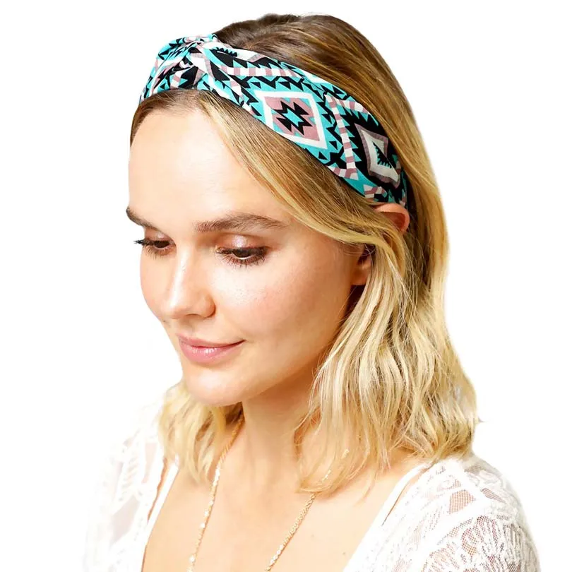 Aztec Patterned Twisted Headband