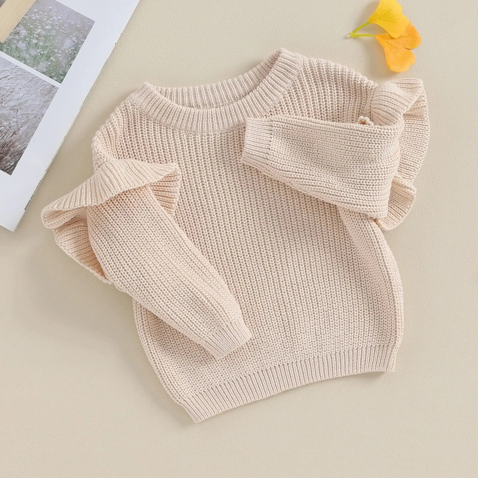 Baby/Toddler Girls (to 3T) Ruffle Sleeve Autumn Sweater 4 Colors