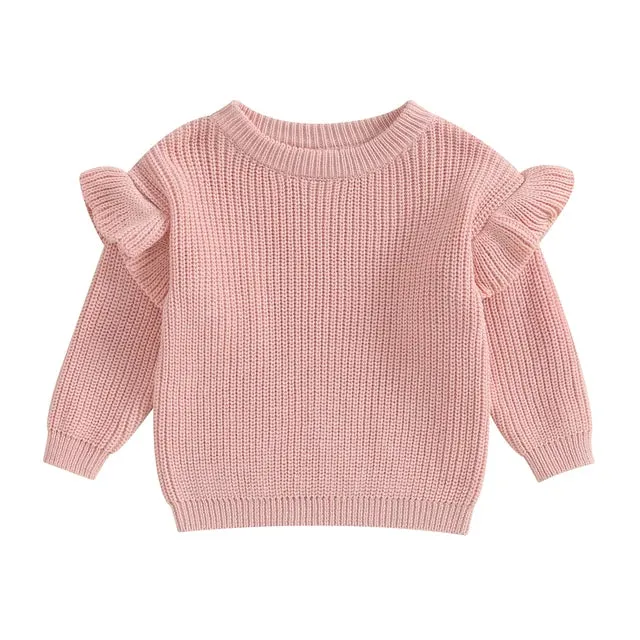 Baby/Toddler Girls (to 3T) Ruffle Sleeve Autumn Sweater 4 Colors