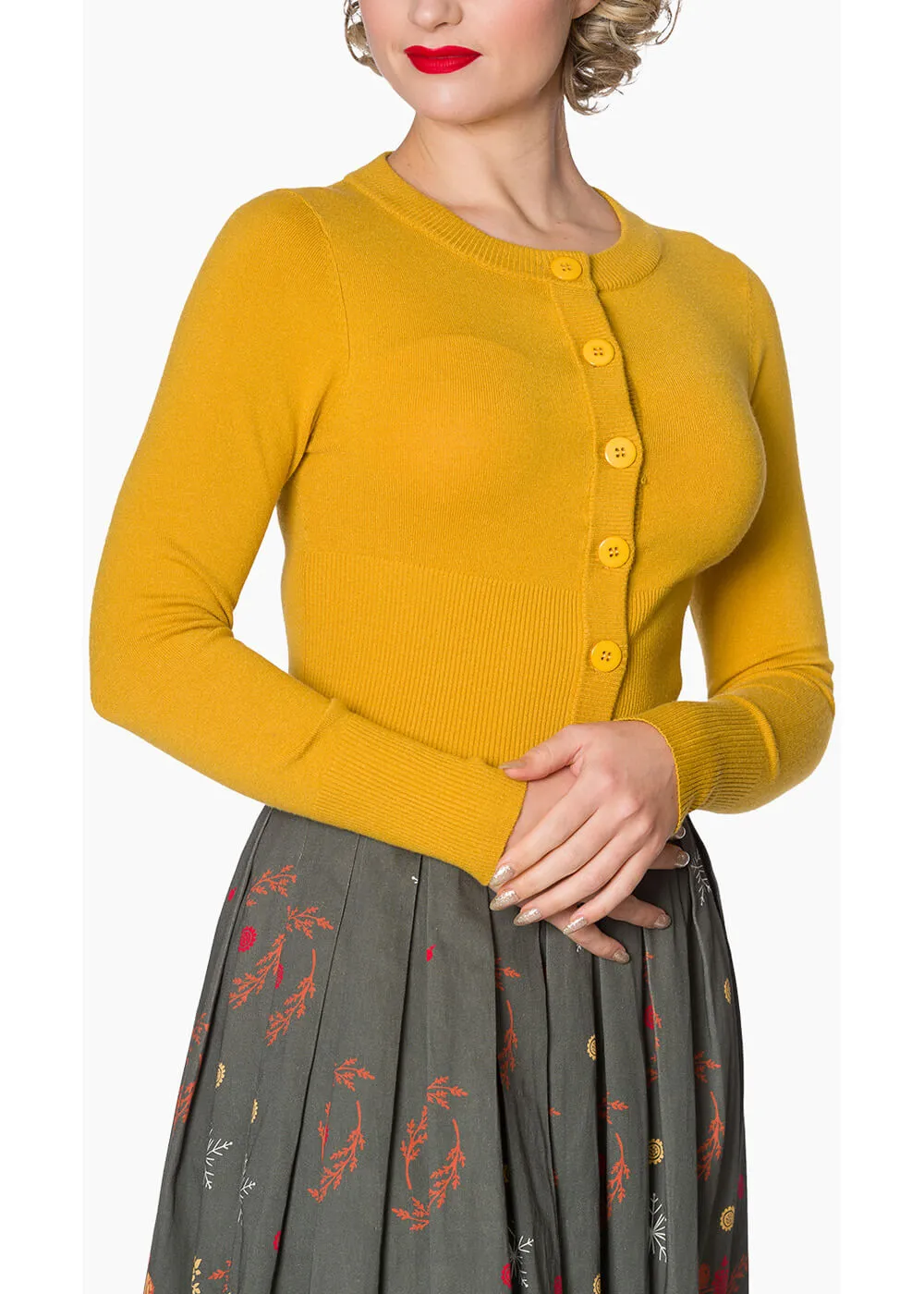 Banned Dolly 50's Cardigan Mustard