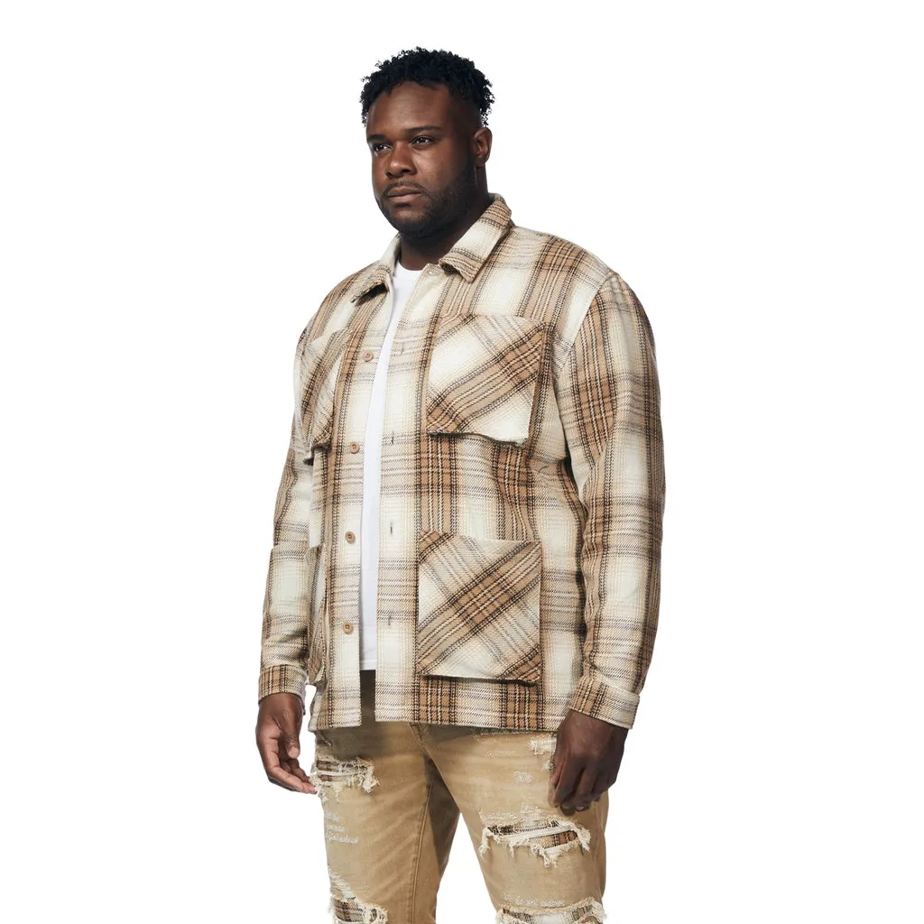 Big and Tall Plaid Flannel Overshirt - Driftwood