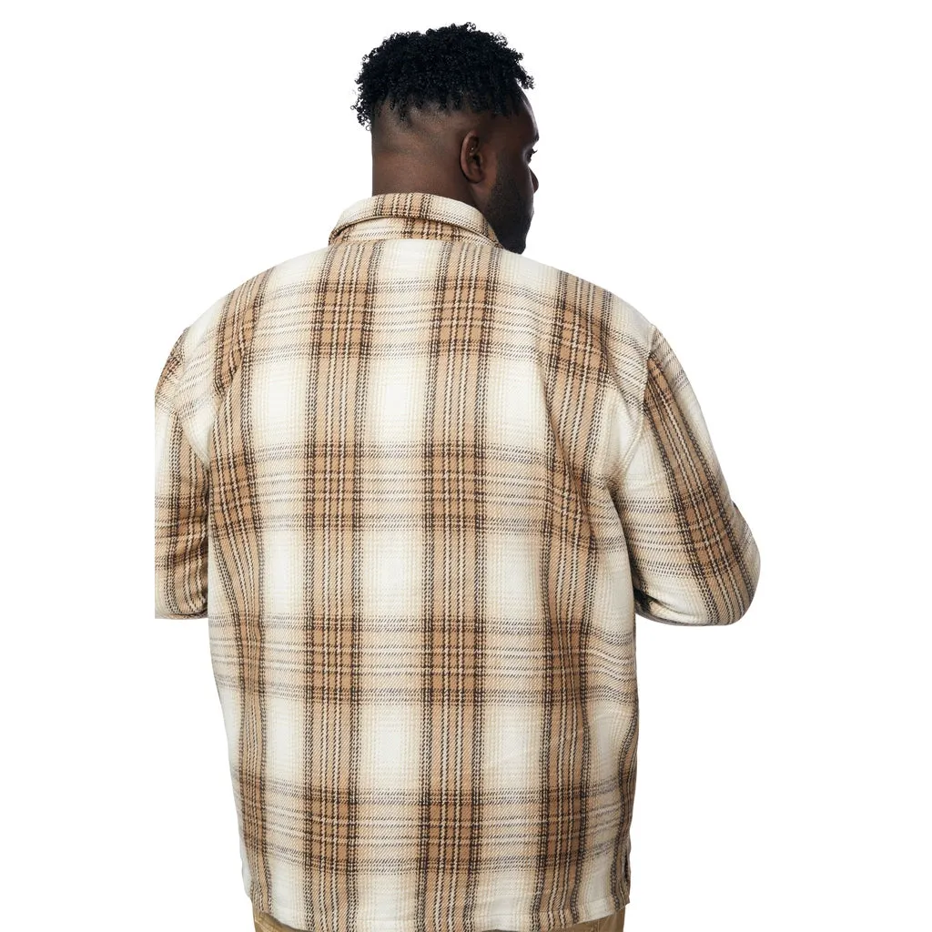 Big and Tall Plaid Flannel Overshirt - Driftwood