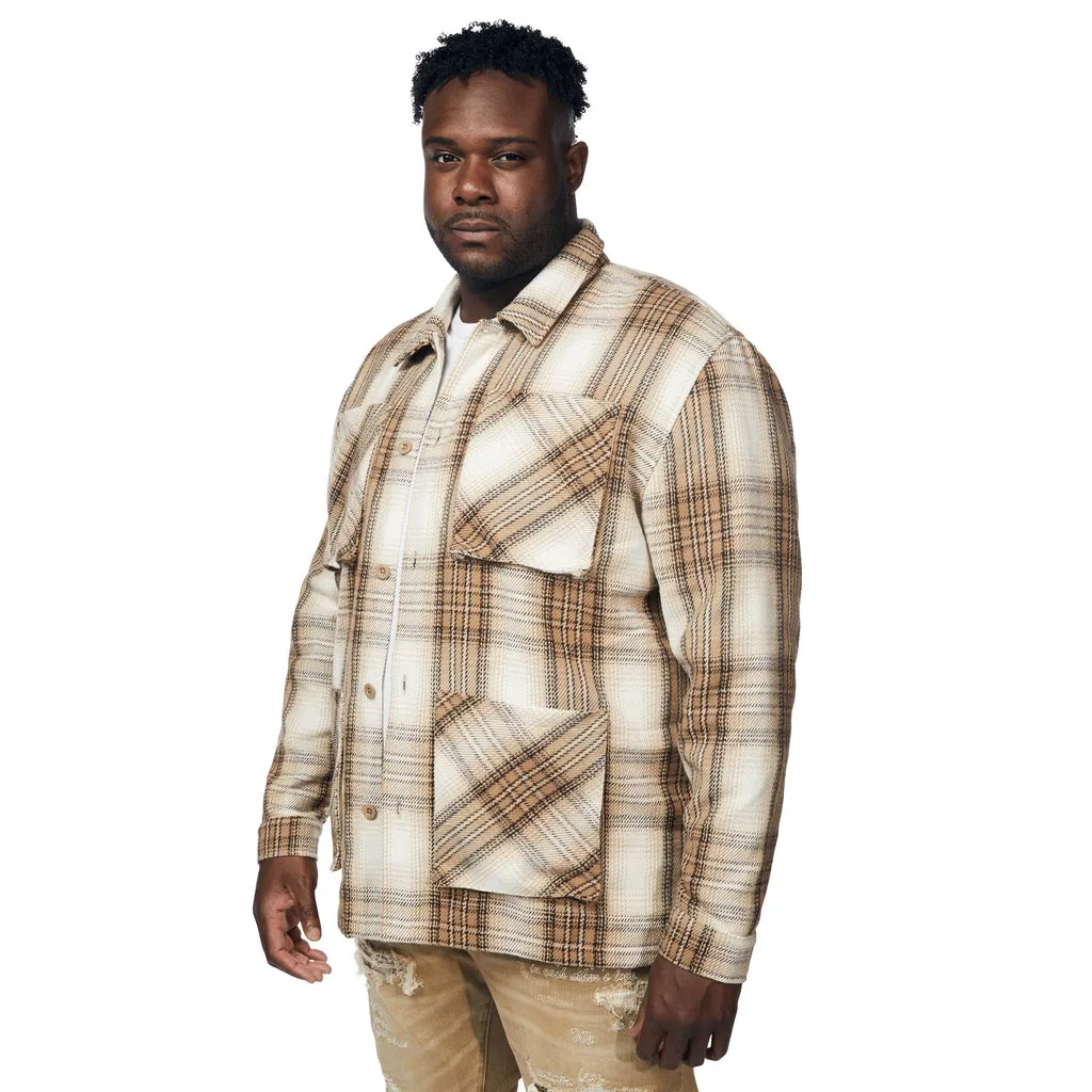 Big and Tall Plaid Flannel Overshirt - Driftwood