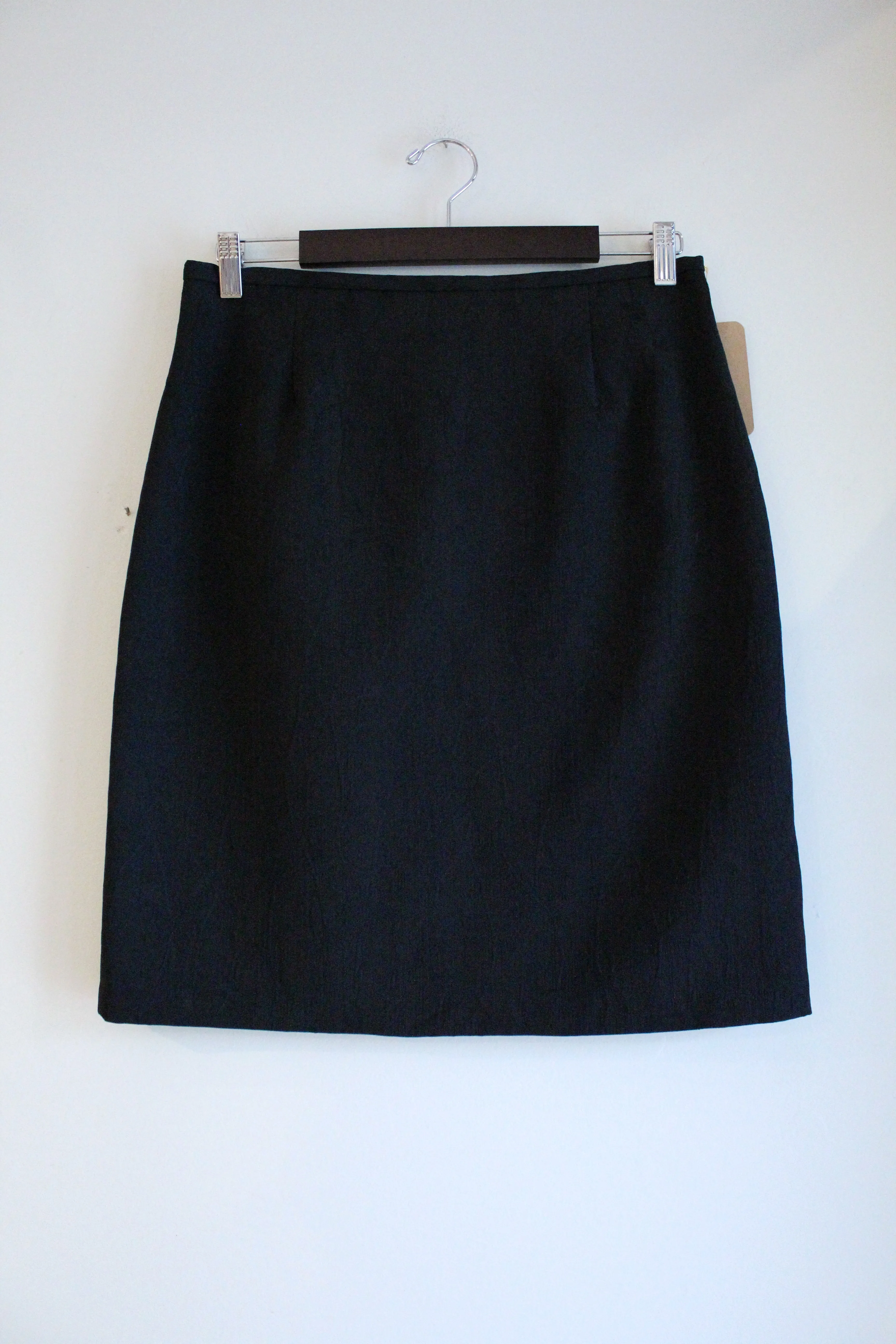 Black Tonal Leaf Print Vintage Skirt