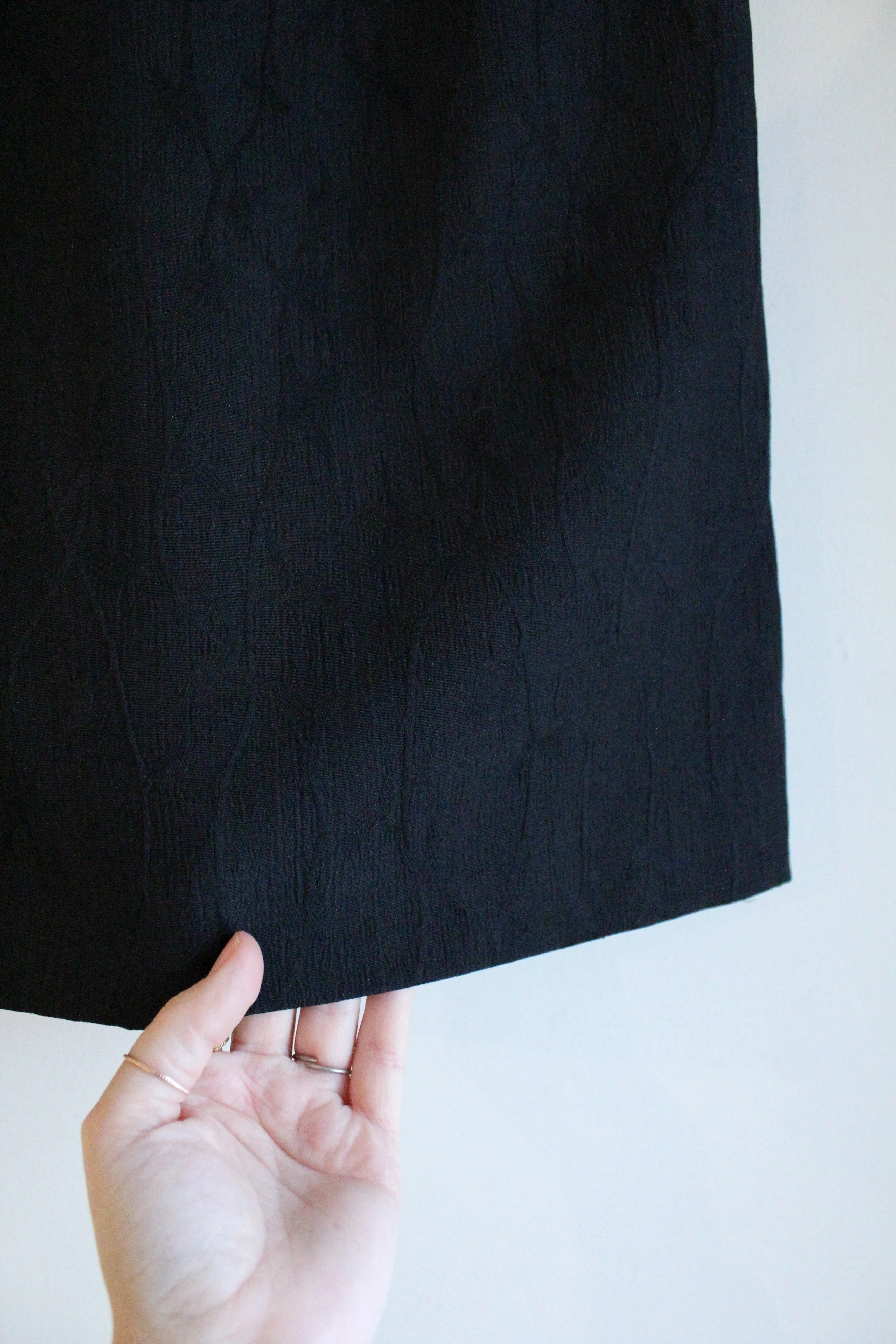 Black Tonal Leaf Print Vintage Skirt