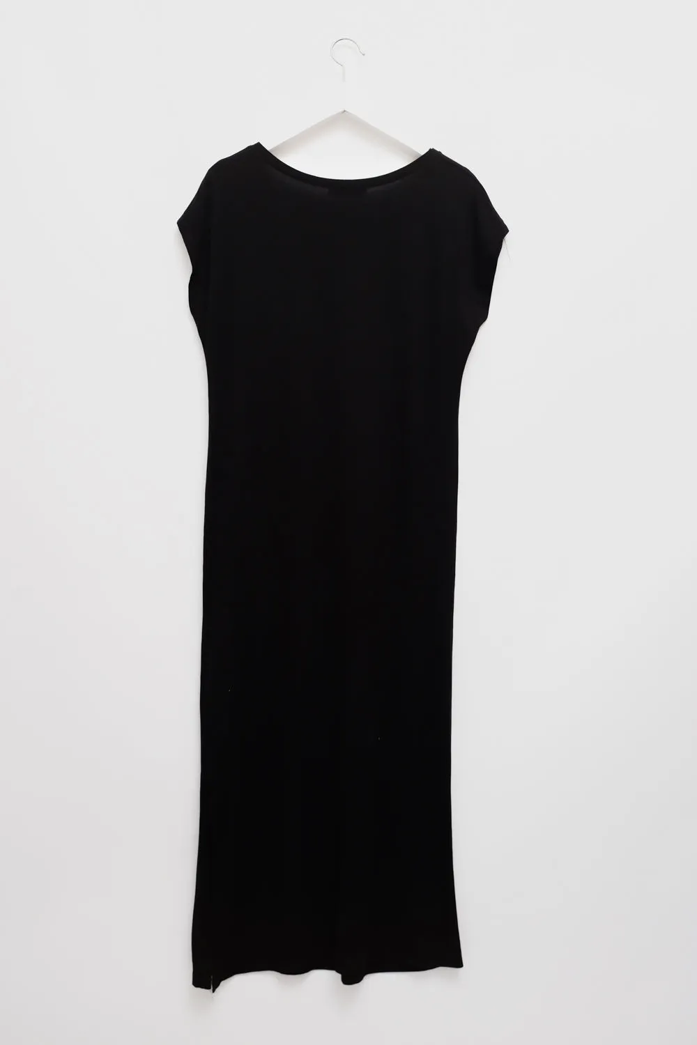 BLACK VISCOSE LONG CLEAN DRESS