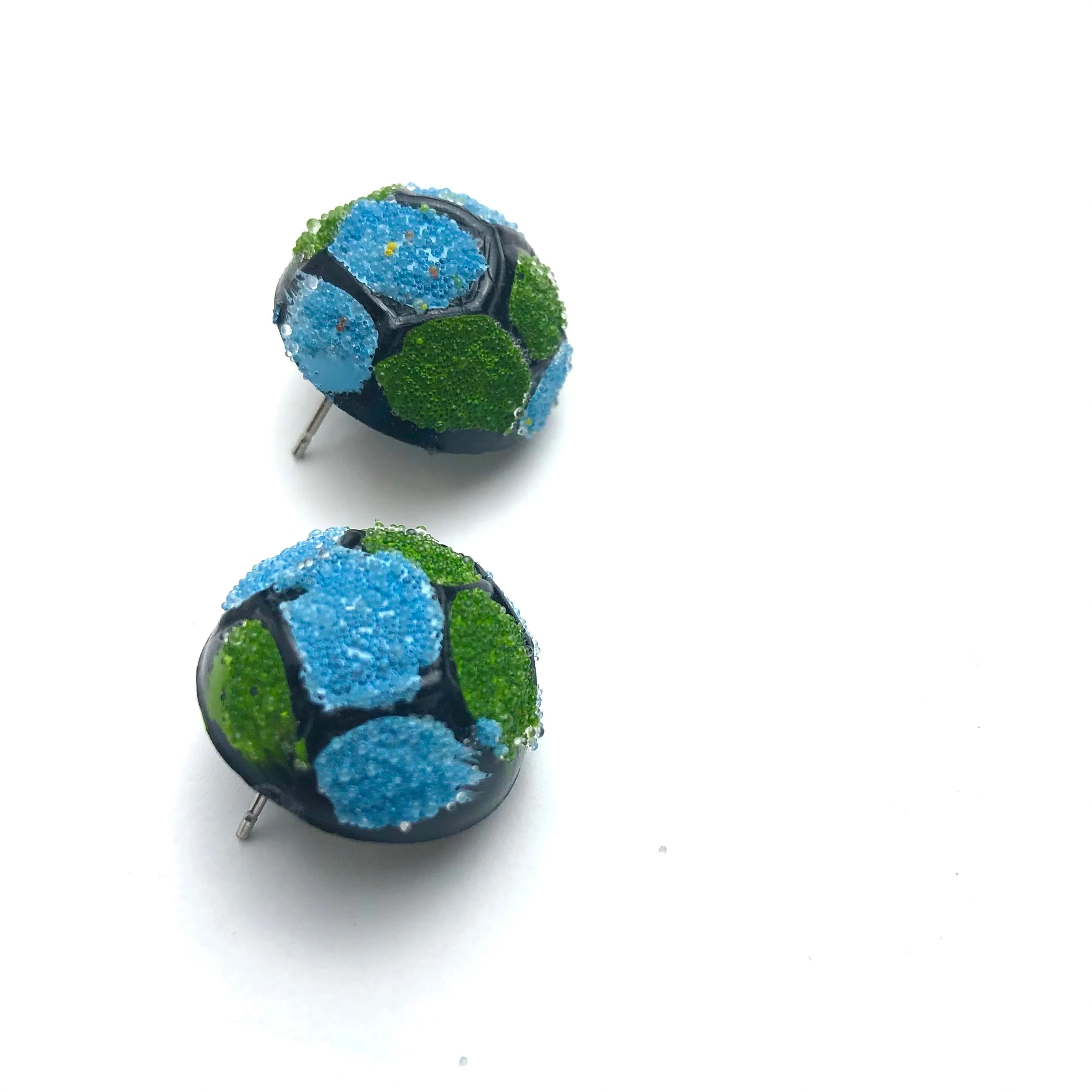 Blue & Green Sugar Bead Stud Earrings