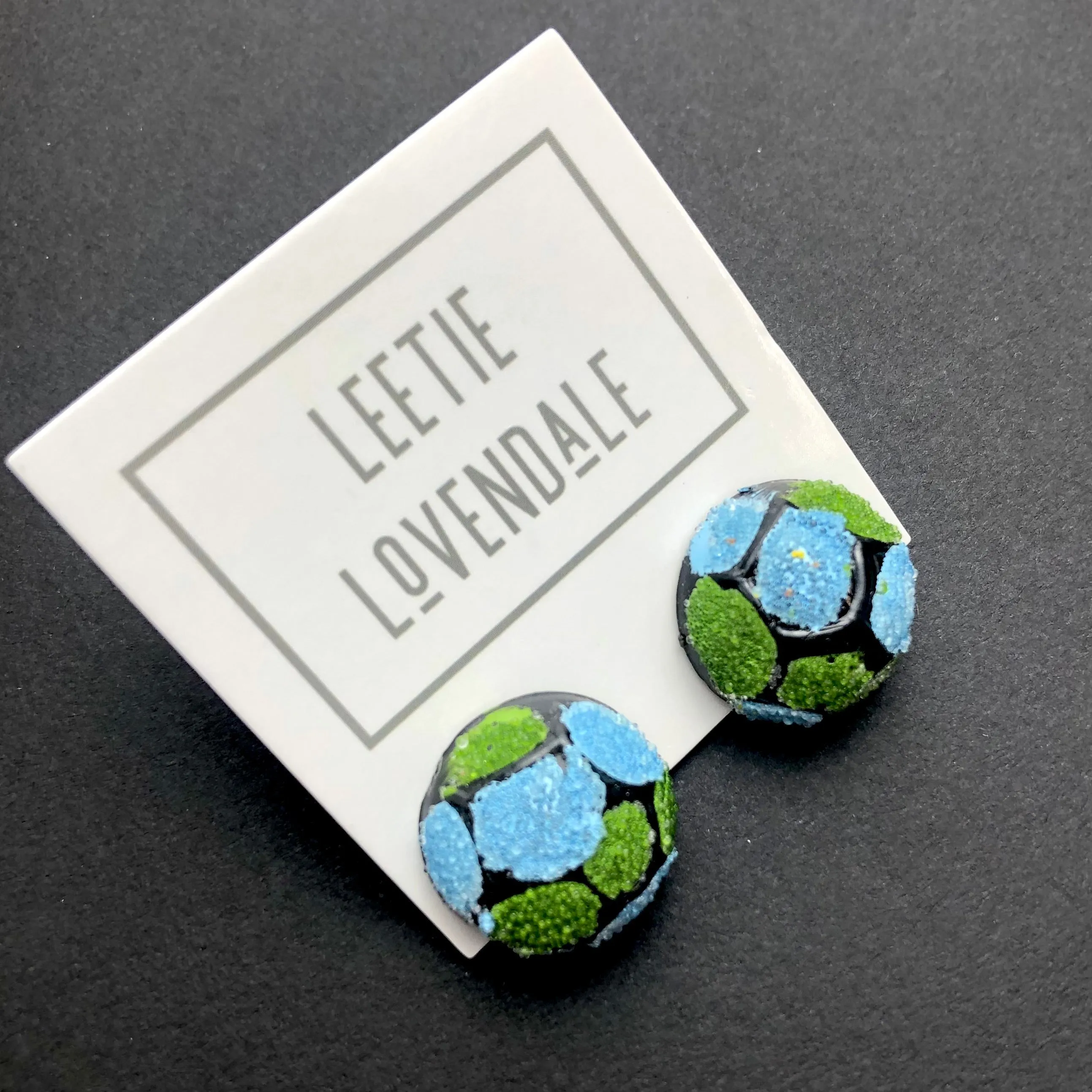 Blue & Green Sugar Bead Stud Earrings