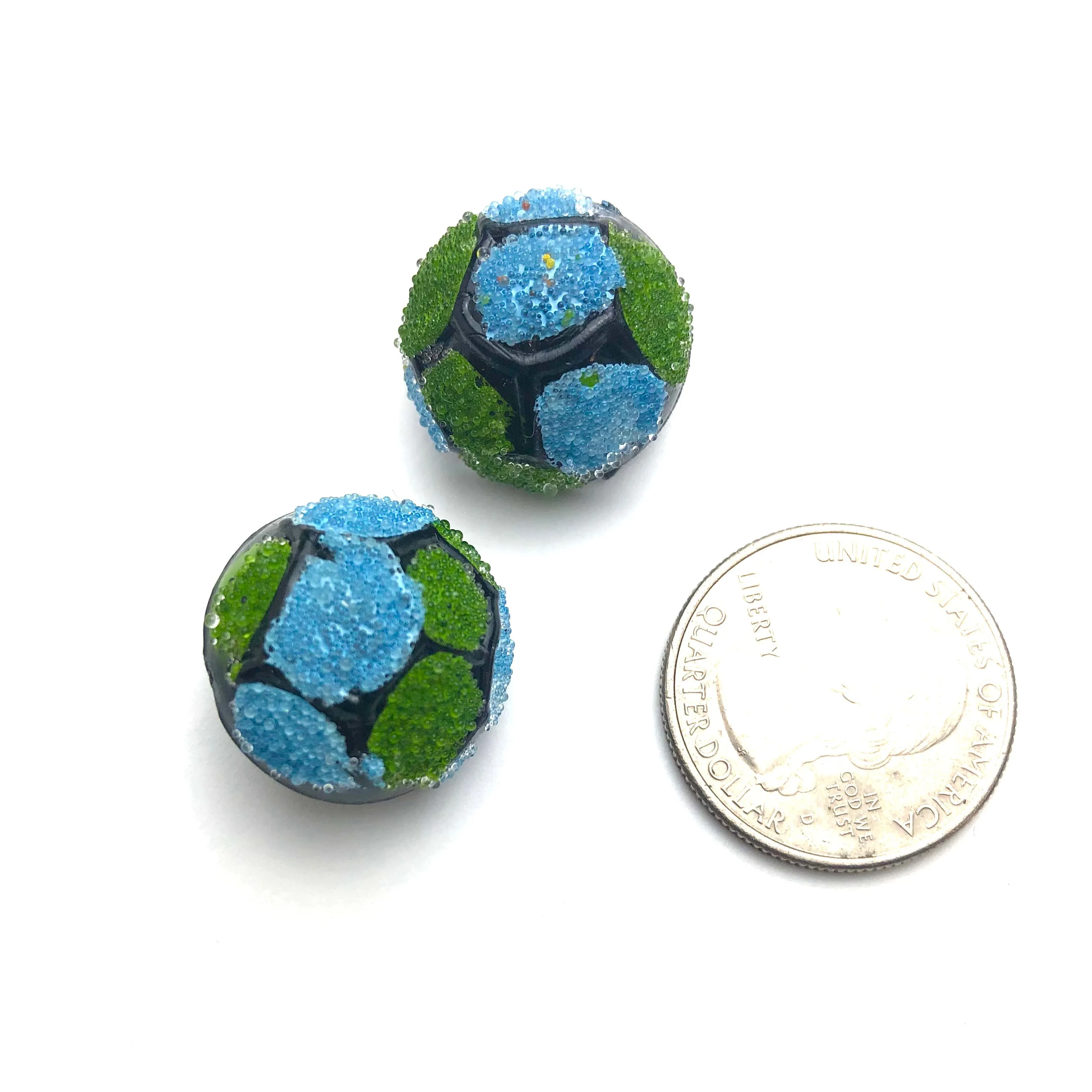 Blue & Green Sugar Bead Stud Earrings