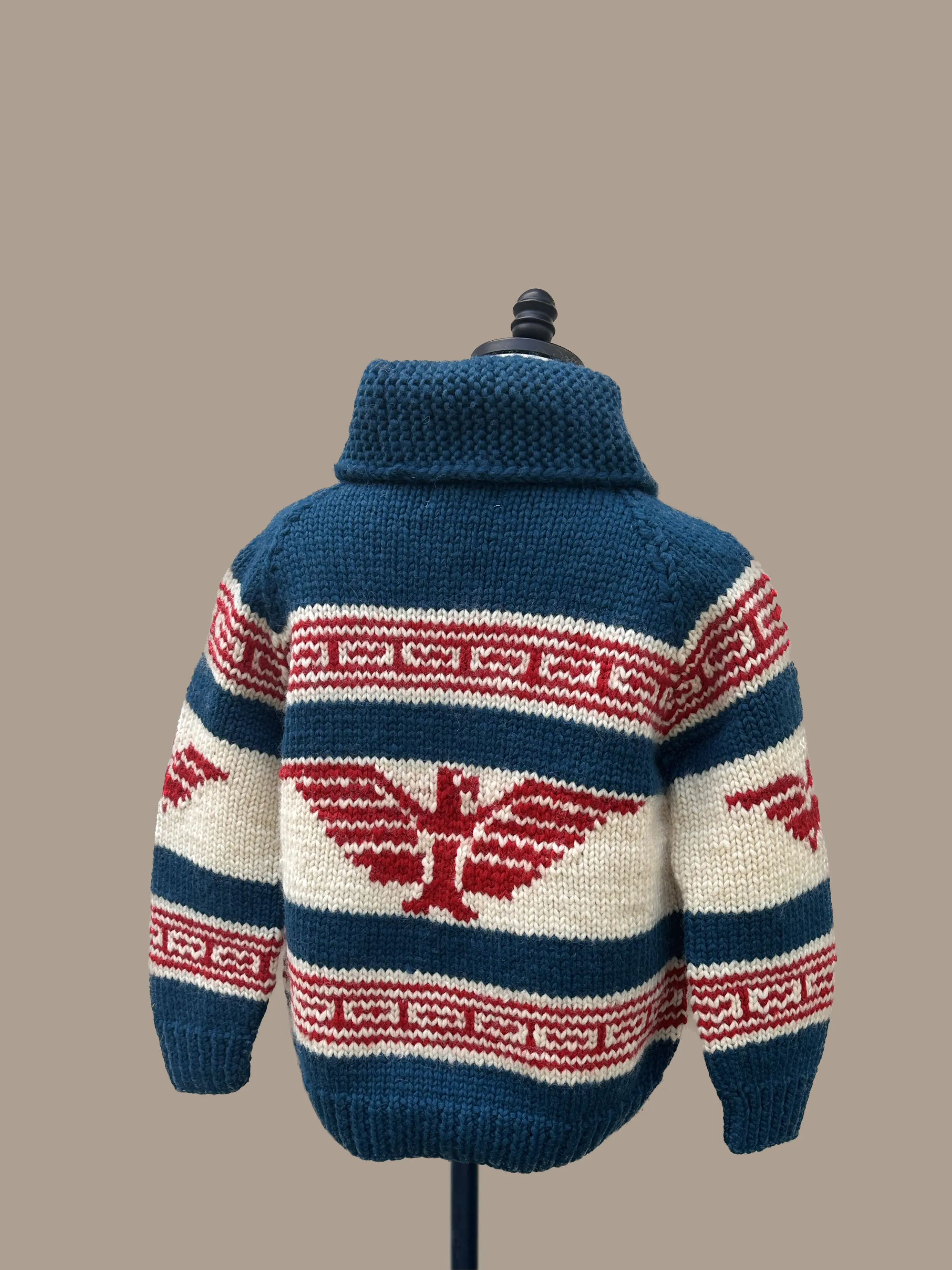 Canadian Knit Sweater - Dark Blue/Red