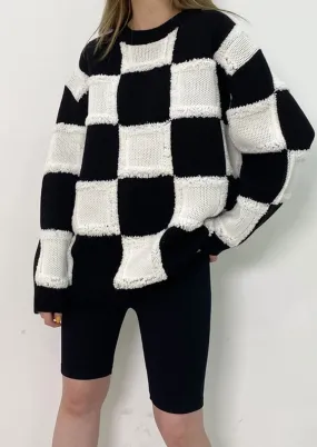 Checked Oversized Sweater