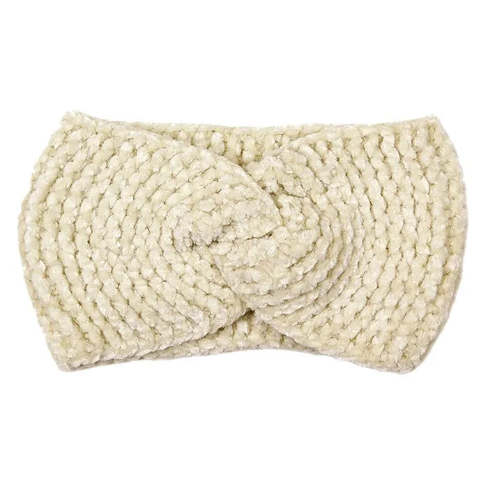 Comfy Twisted Solid Knit Earmuff Headband Ear Warmer