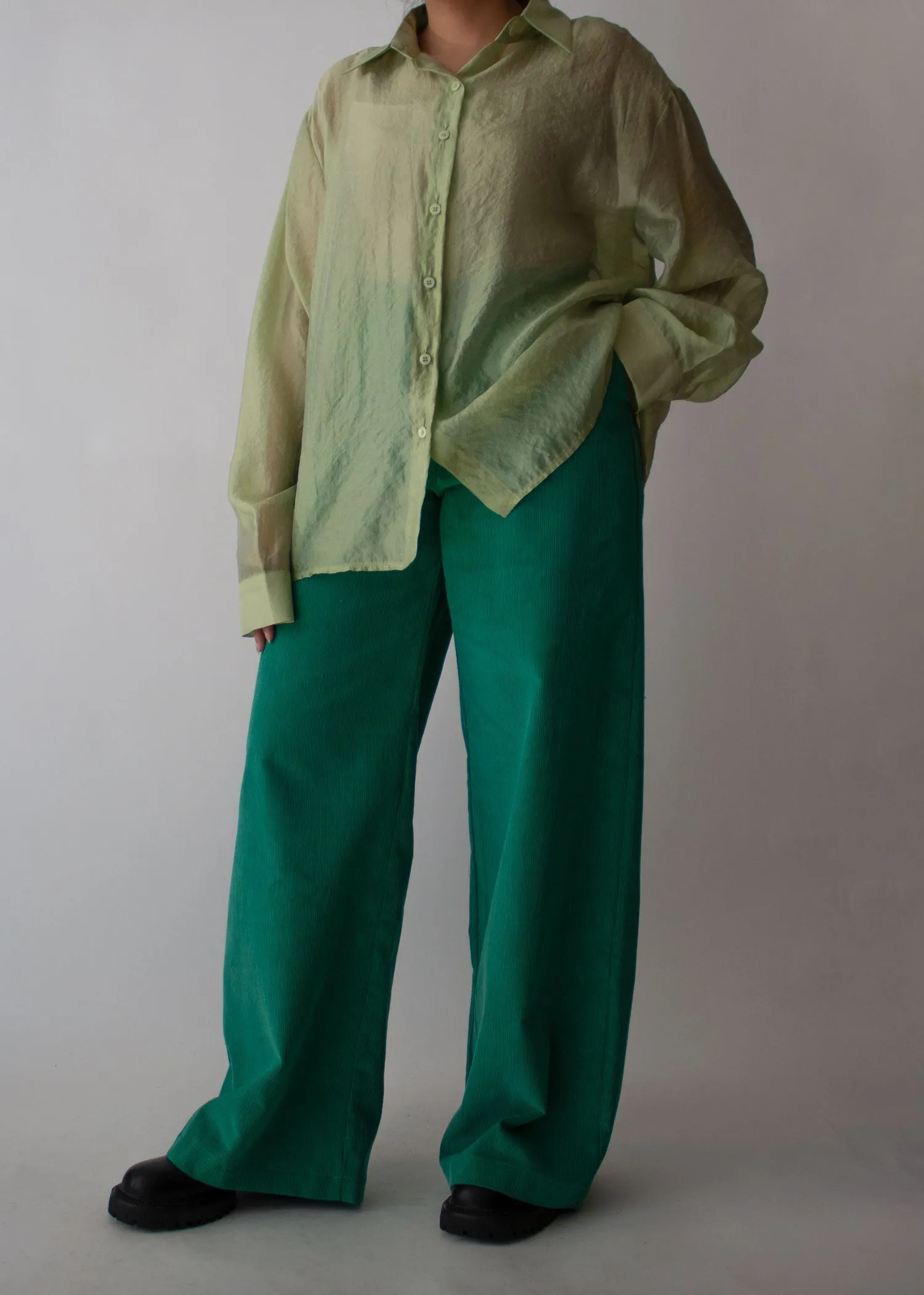 Corduroy Wide Leg Pants in Green