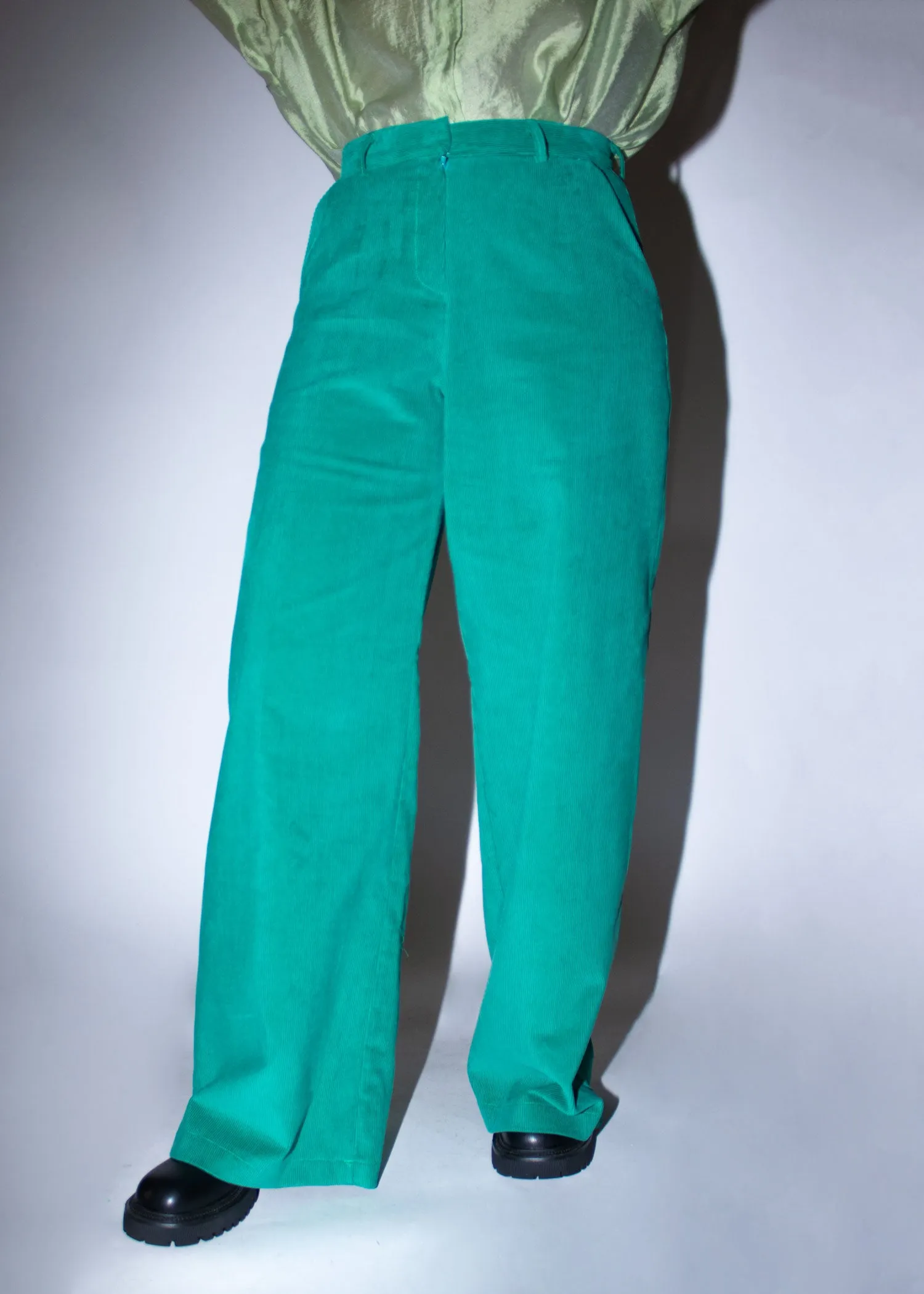 Corduroy Wide Leg Pants in Green