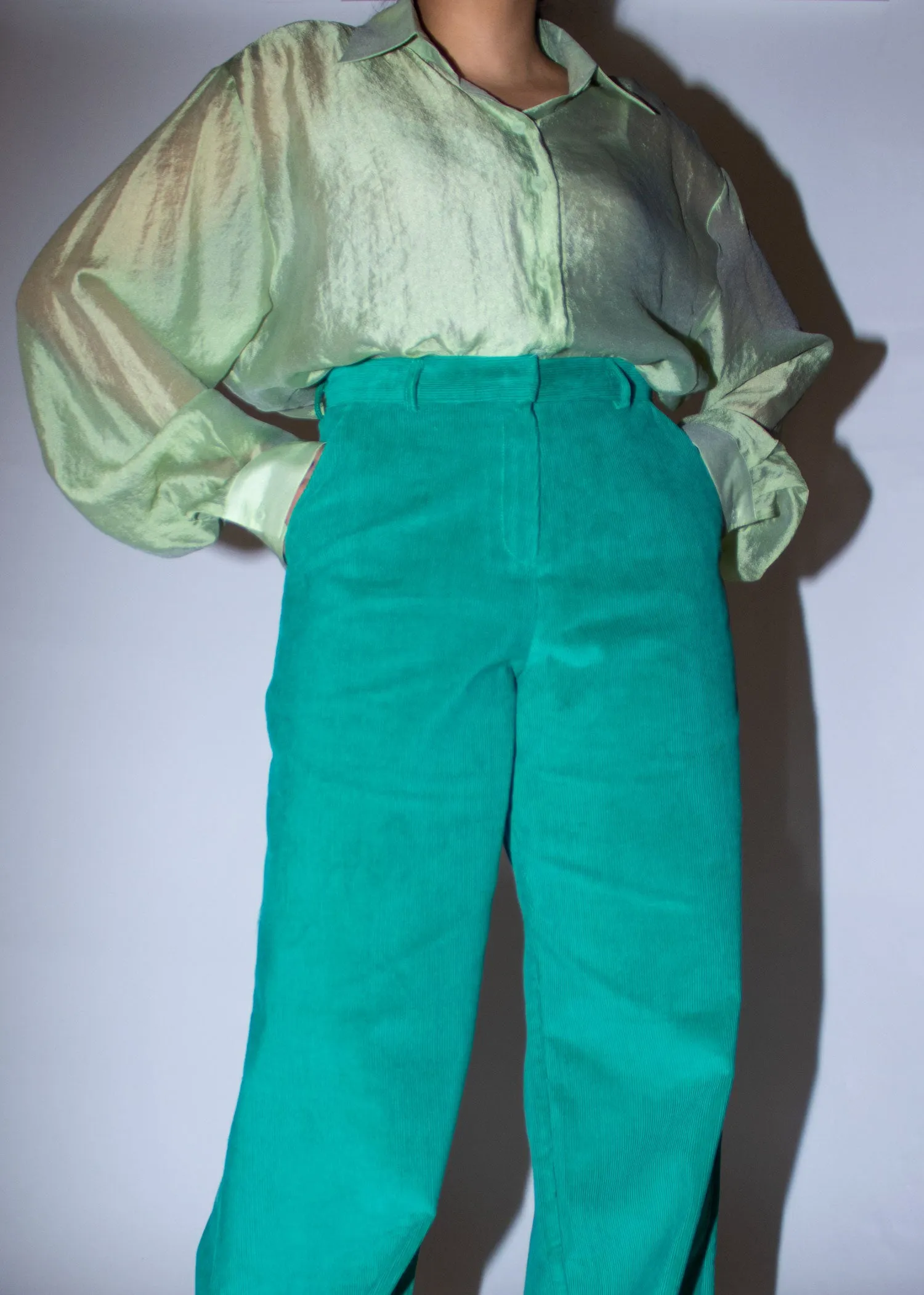 Corduroy Wide Leg Pants in Green