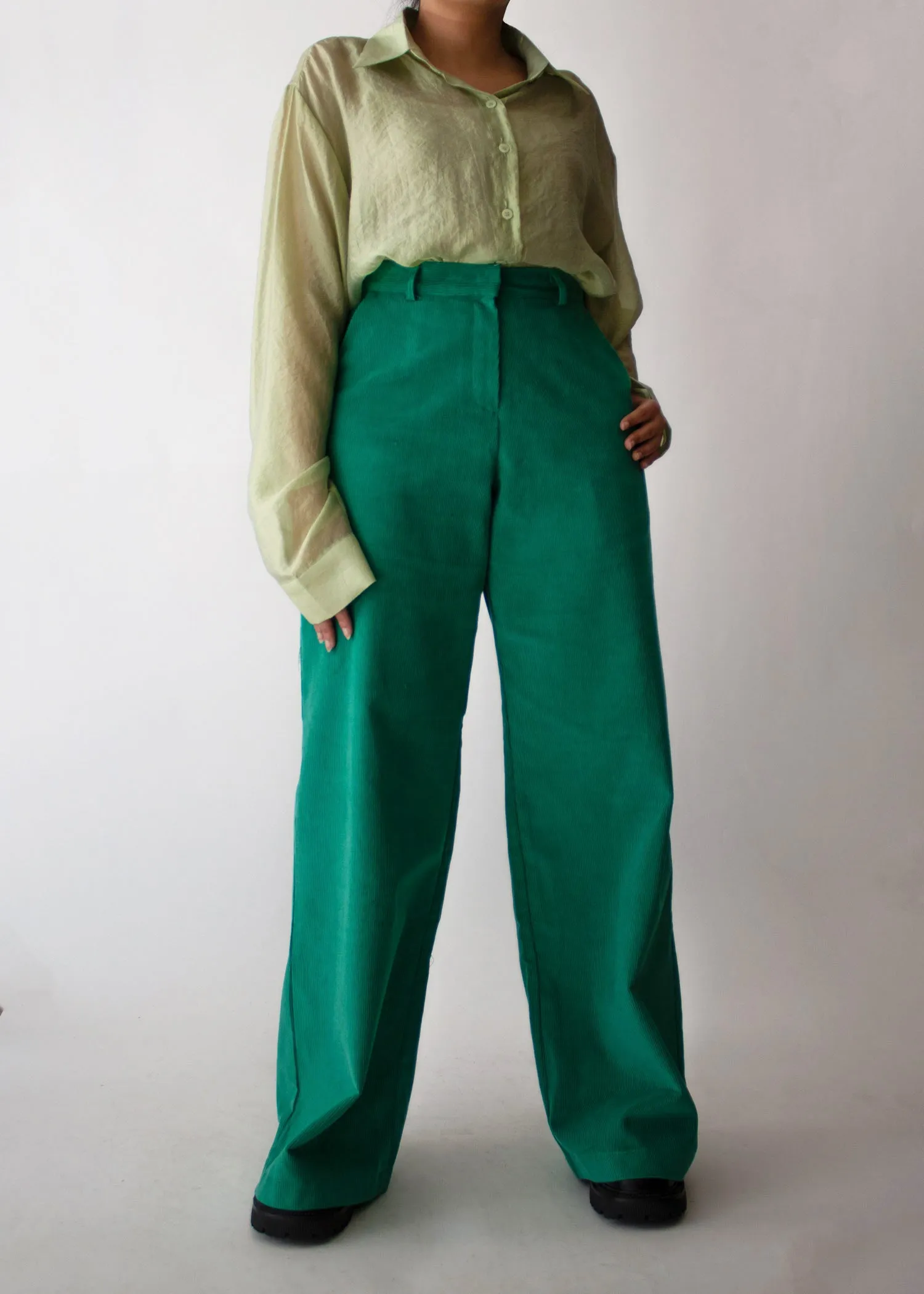 Corduroy Wide Leg Pants in Green