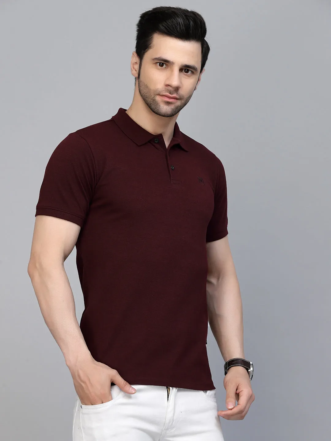 Cotton Solid Half Sleeves Polo T-Shirt