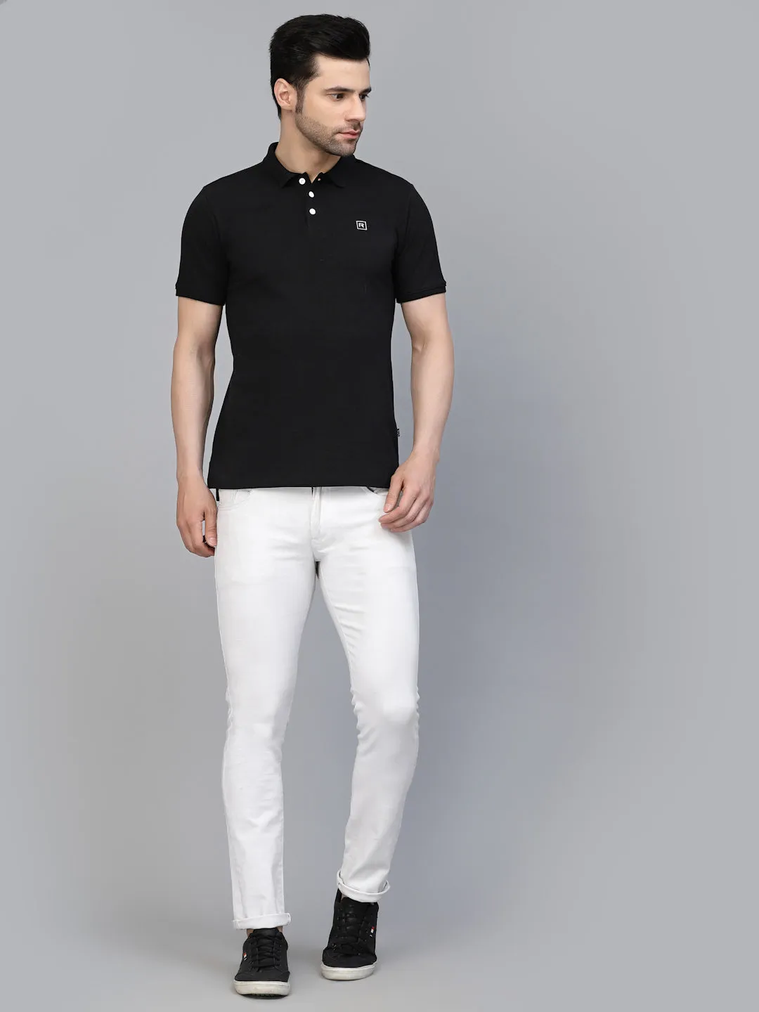 Cotton Solid Half Sleeves Polo T-Shirt