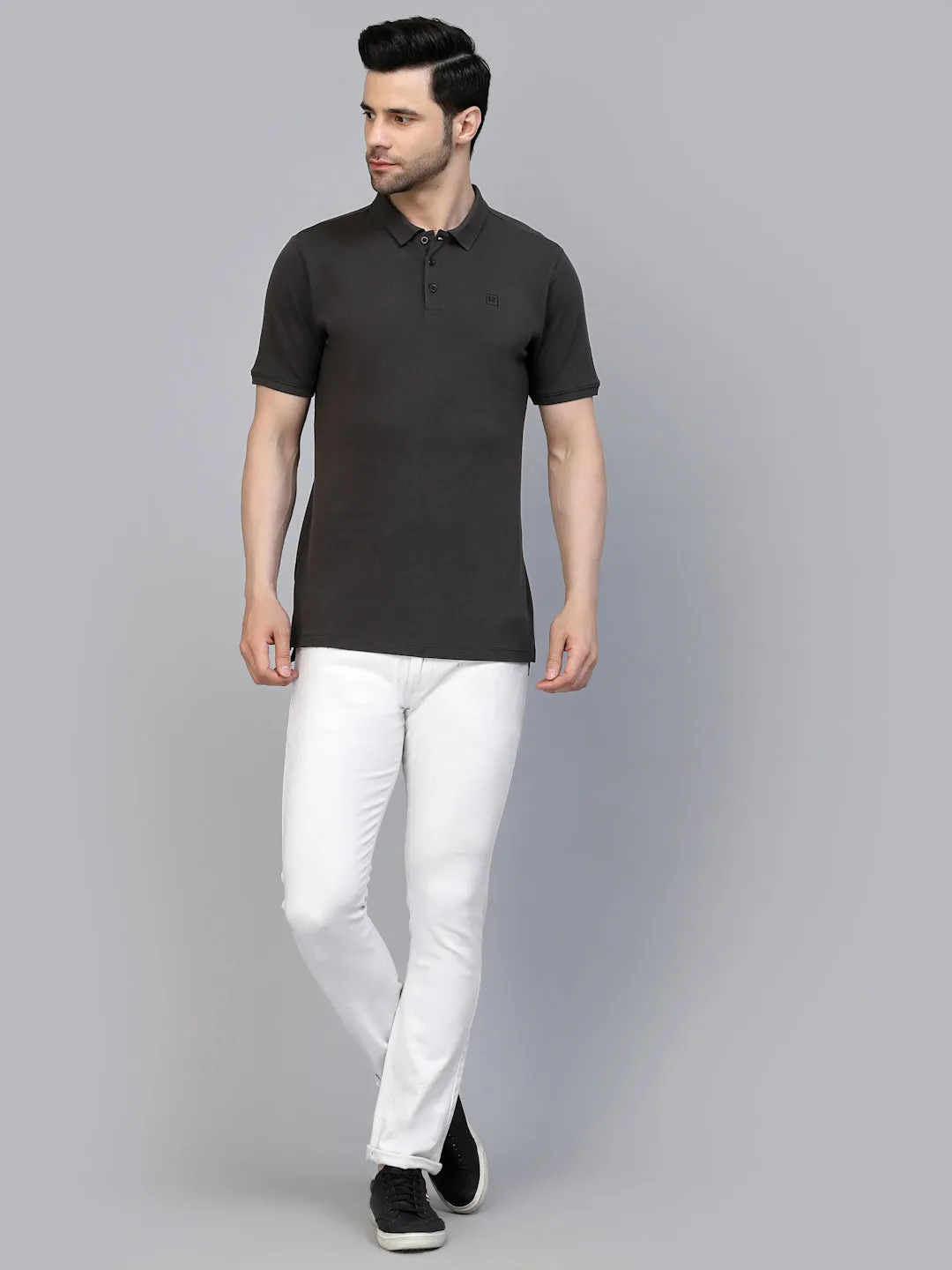 Cotton Solid Half Sleeves Polo T-Shirt