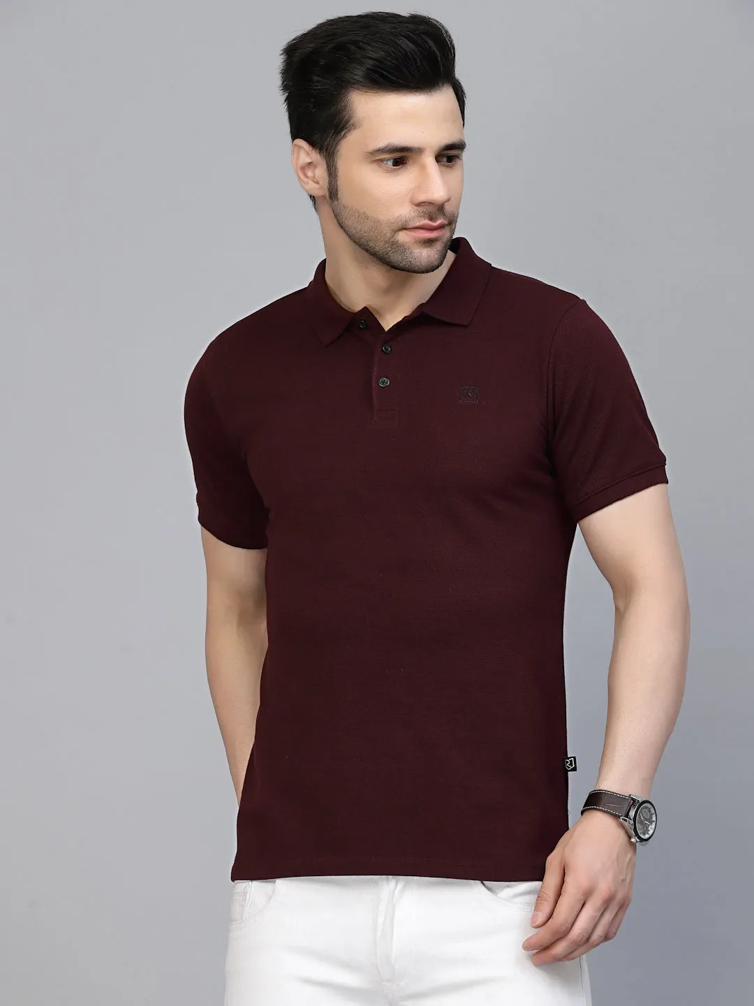 Cotton Solid Half Sleeves Polo T-Shirt