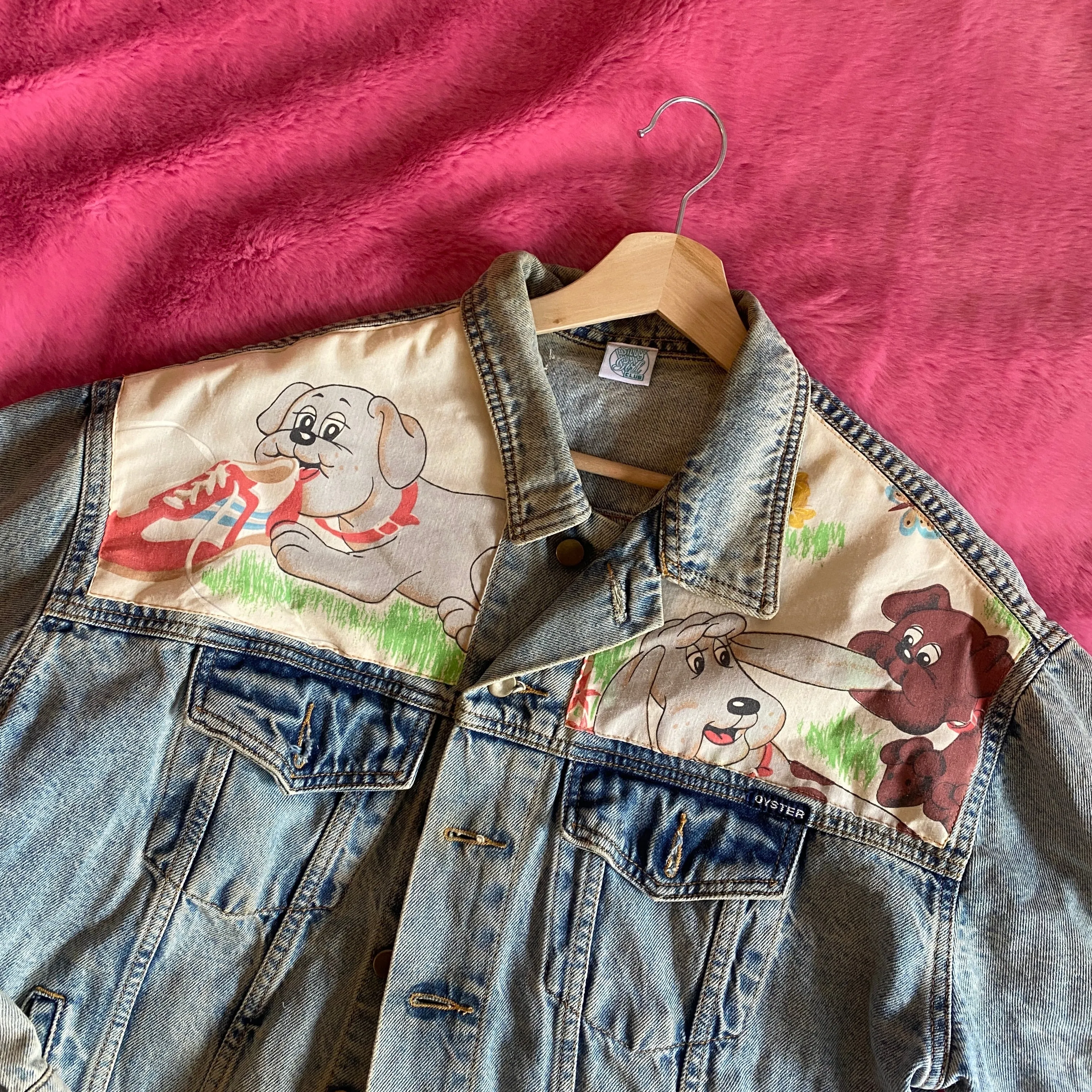 Denim Jacket made with Reworked Duvet Cover.