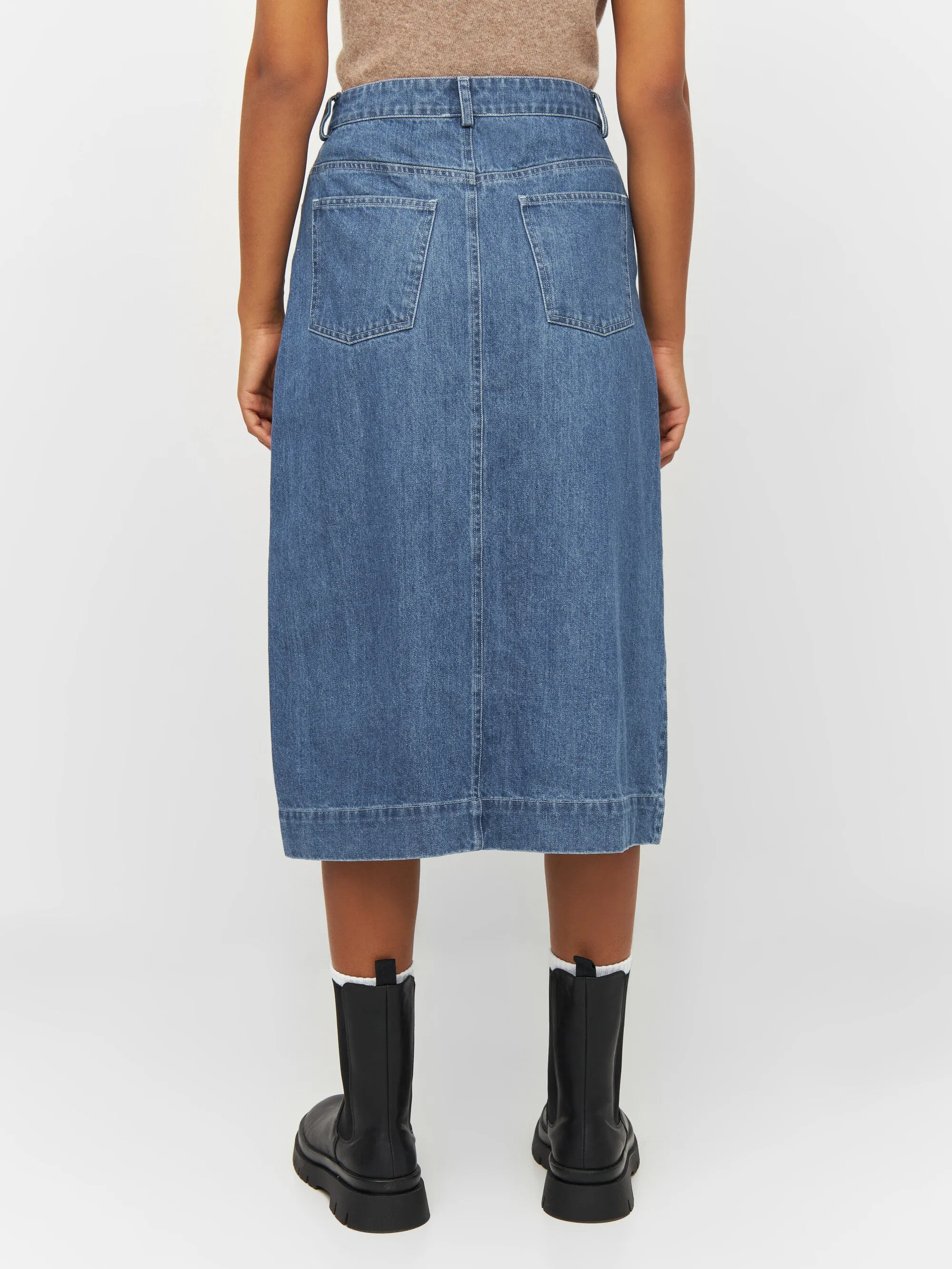 Denim midi length skirt - Vintage Indigo