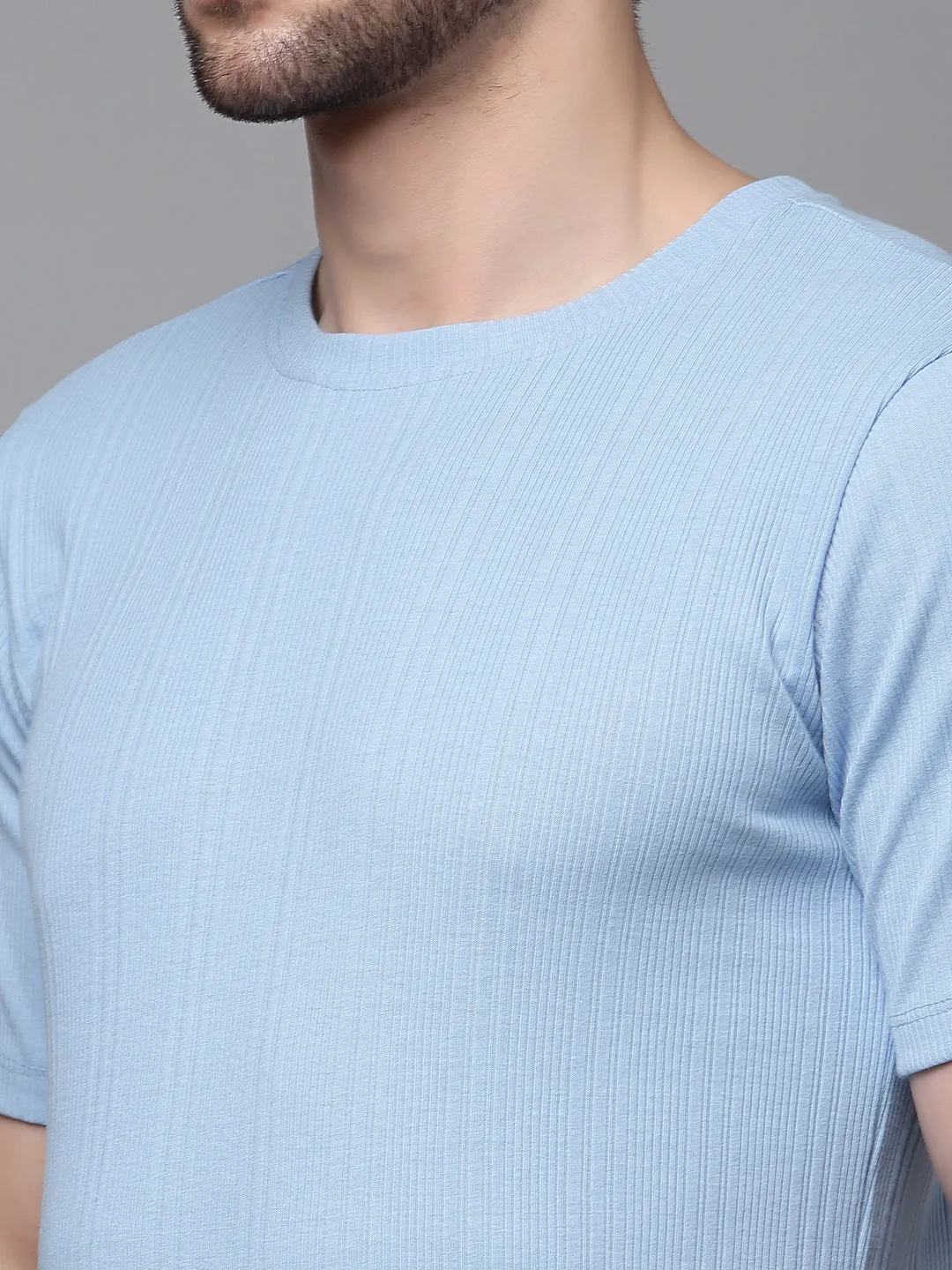 Drop Needle Self Textured Half Sleeves T-shirt