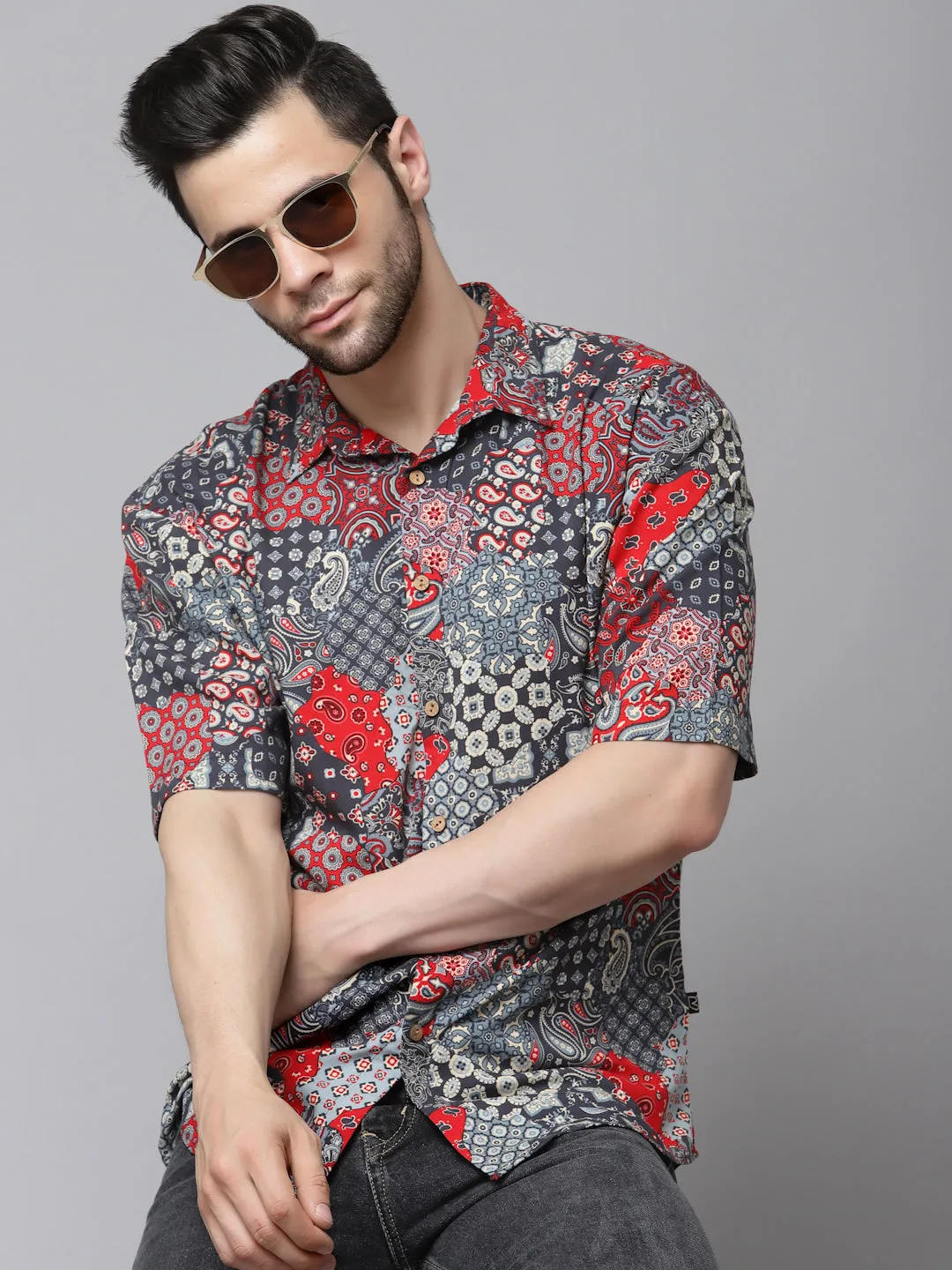 Exotic Hawaiian Shirt With Drop Shoulders