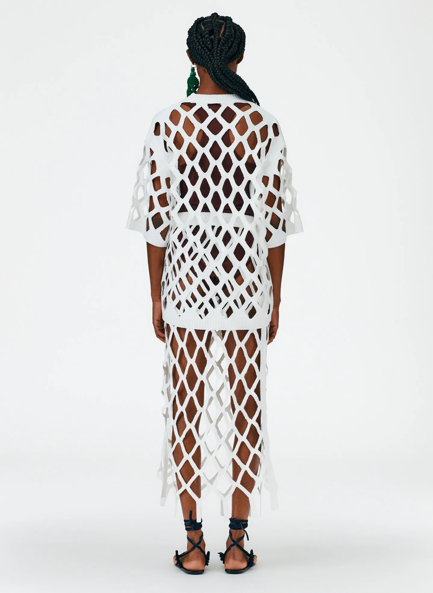 Fishnet Macrame Sweater Skirt