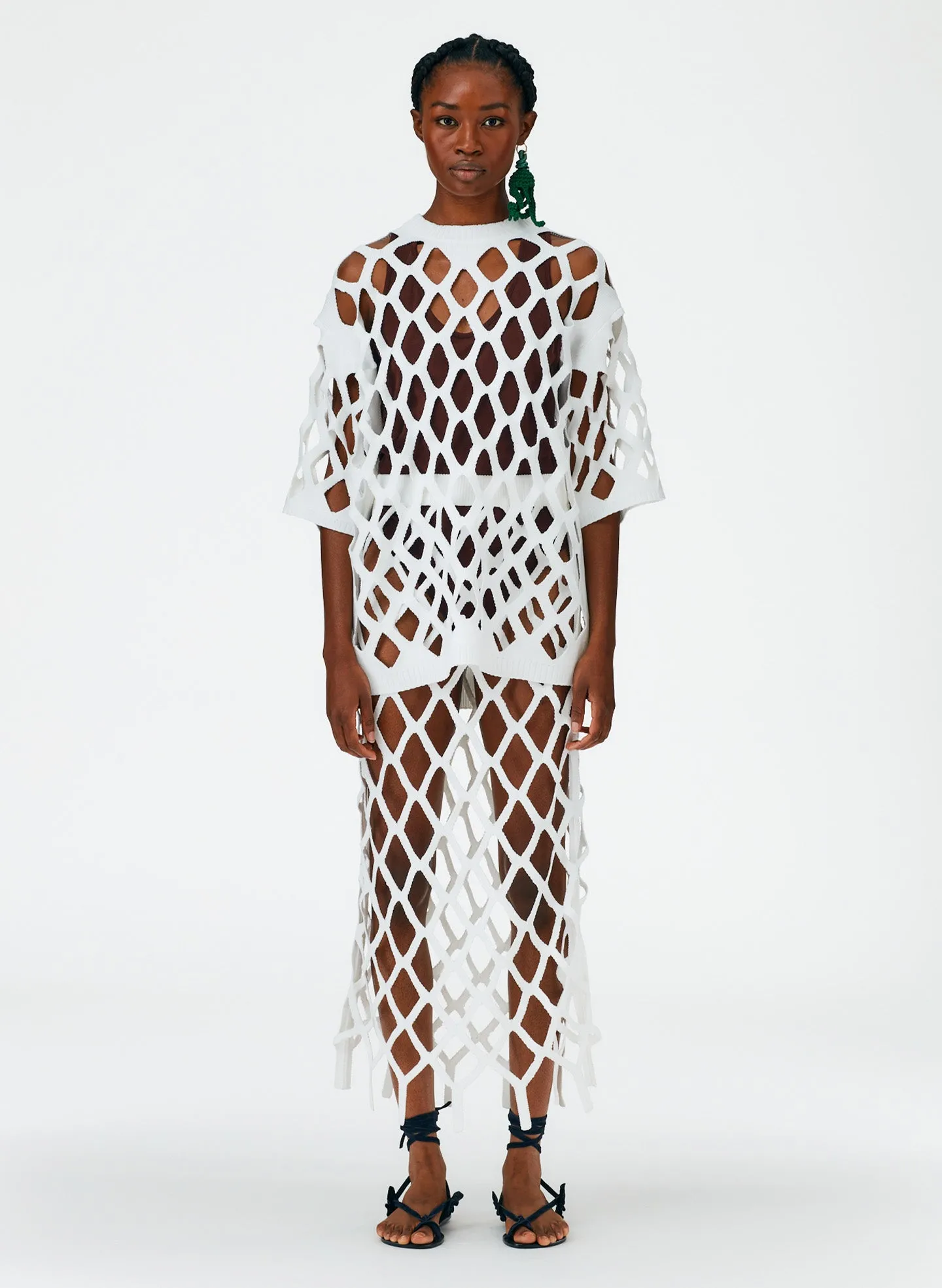 Fishnet Macrame Sweater Skirt