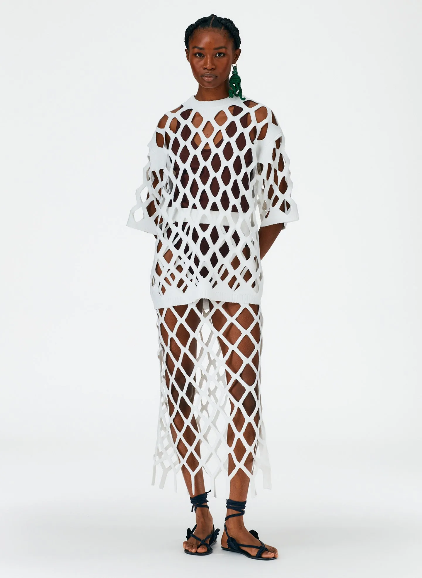 Fishnet Macrame Sweater Skirt