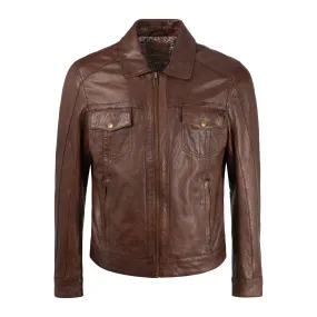 Gabicci Vintage James Leather Jacket Brown