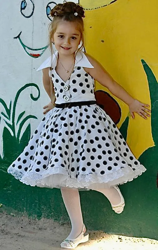 Girls Vintage Halter Polka Dot Dress