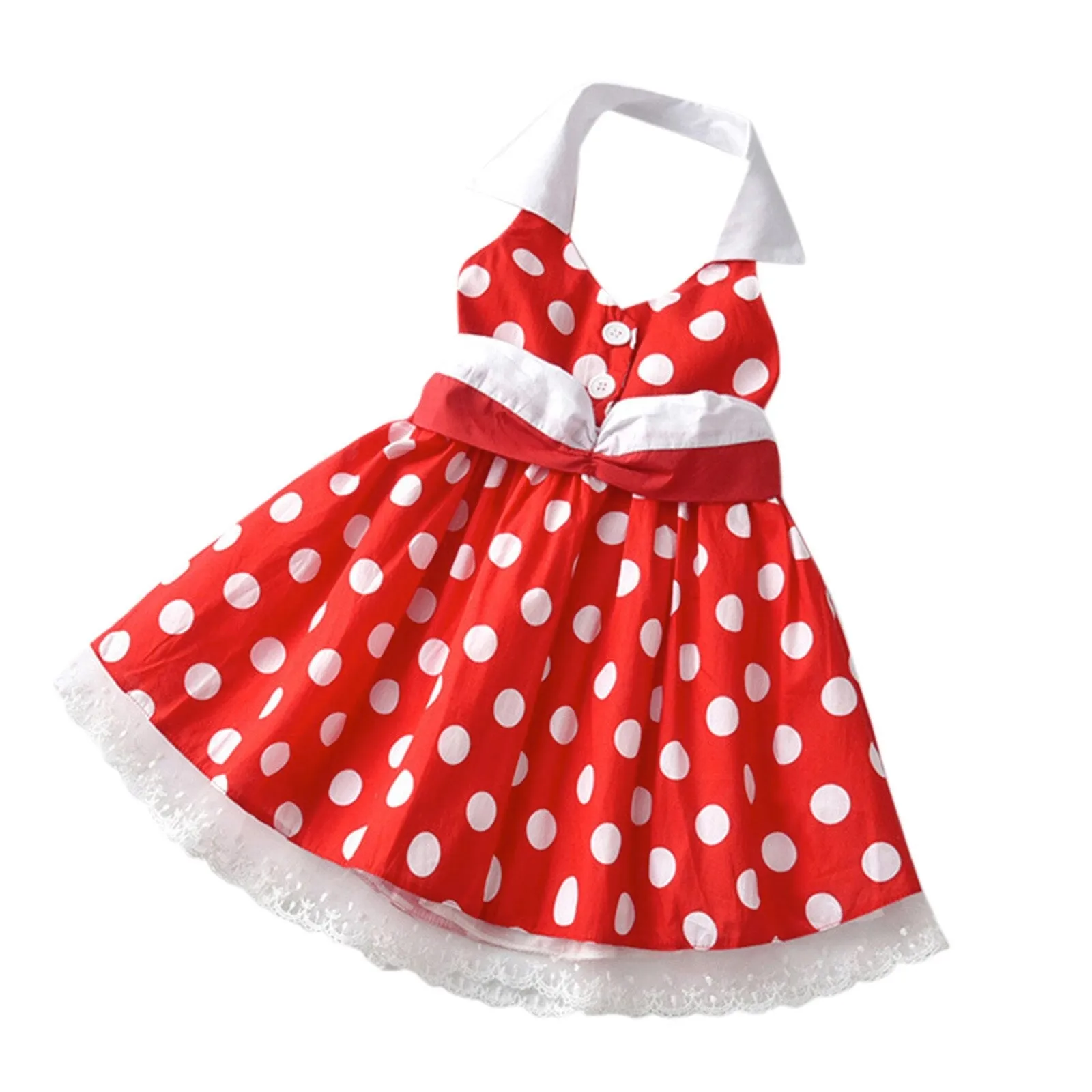 Girls Vintage Halter Polka Dot Dress