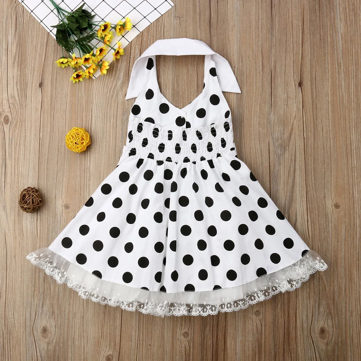 Girls Vintage Halter Polka Dot Dress