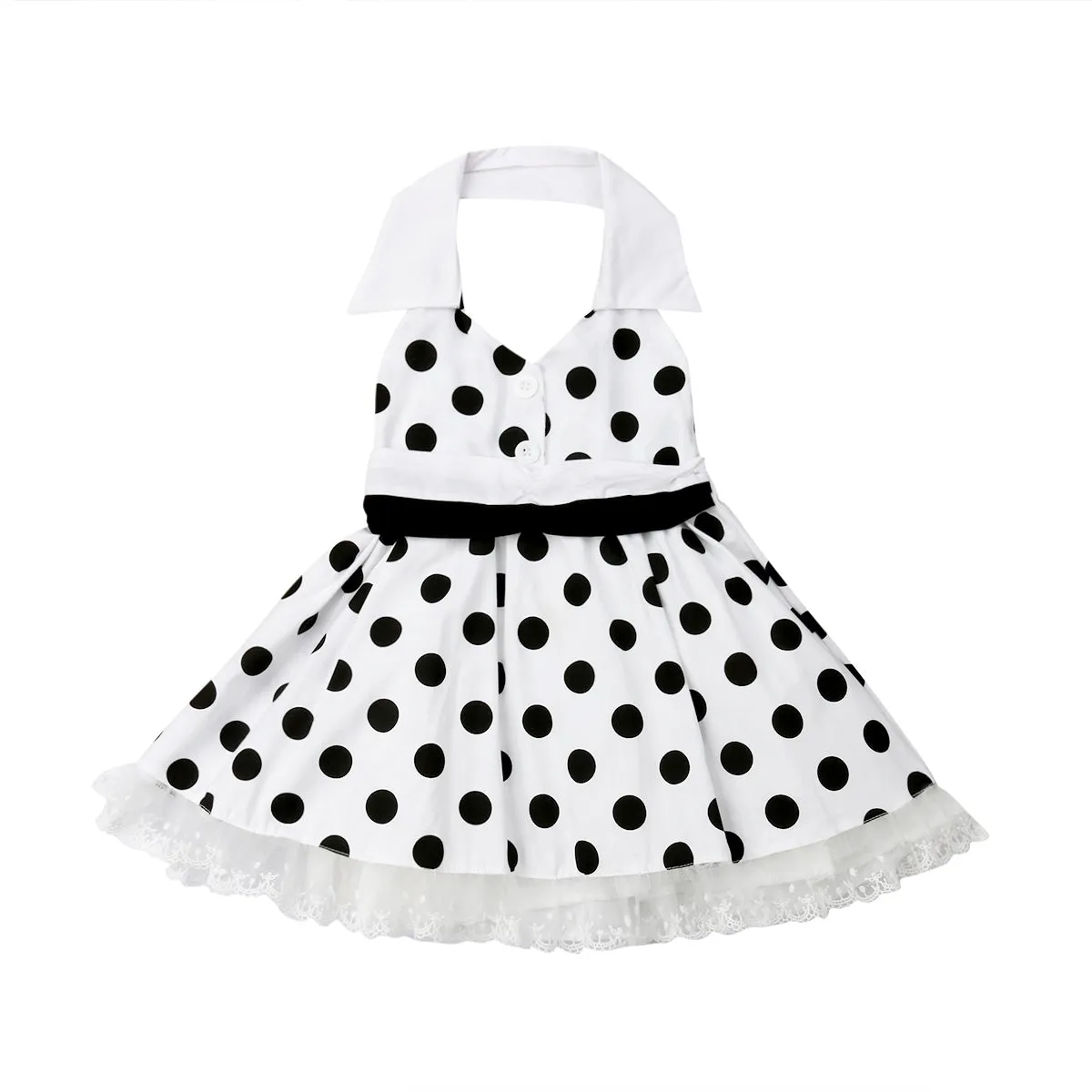 Girls Vintage Halter Polka Dot Dress