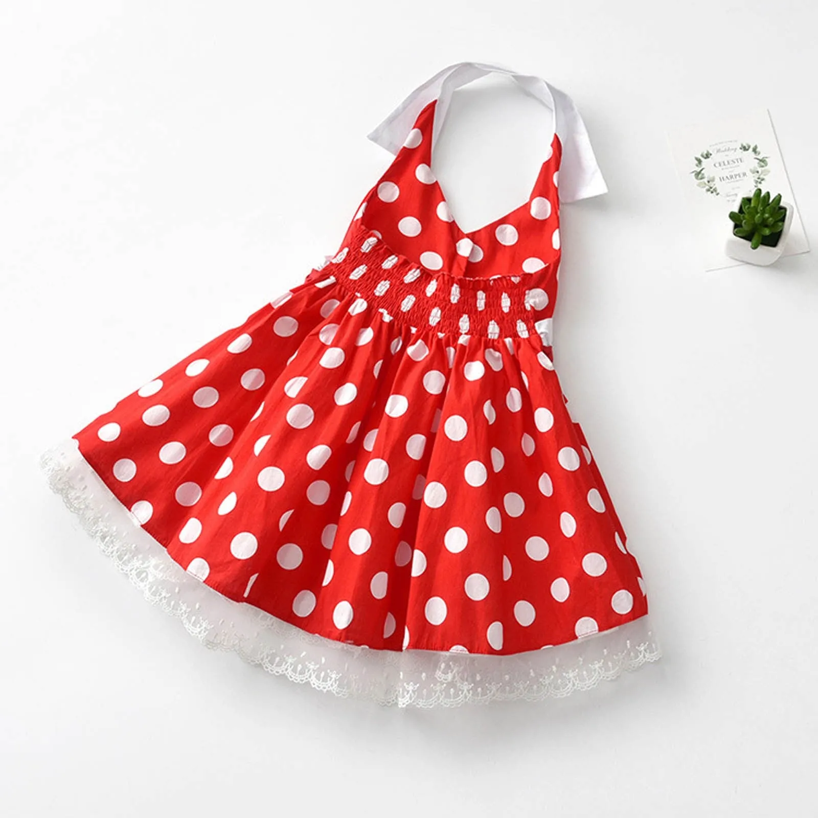 Girls Vintage Halter Polka Dot Dress