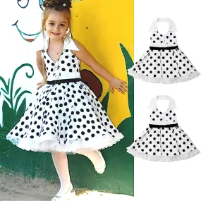 Girls Vintage Halter Polka Dot Dress