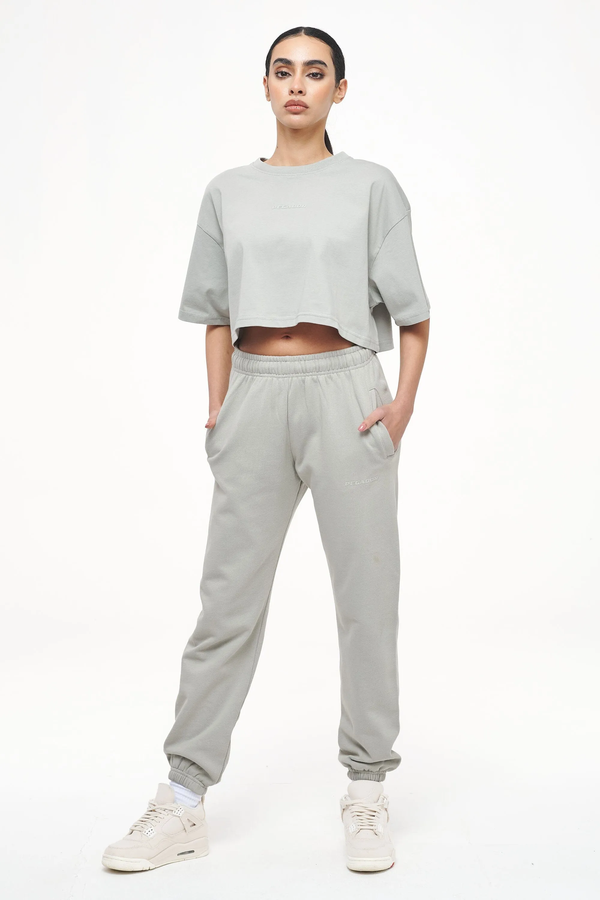 Grace High Waisted Sweat Pants Vintage Washed Quiet Gray